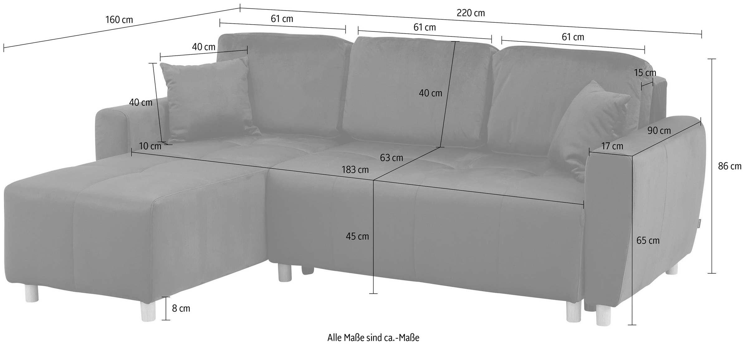 Home affaire Ecksofa »Scania L-Form«, wahlweise mit Bettfunktion und Bettkasten