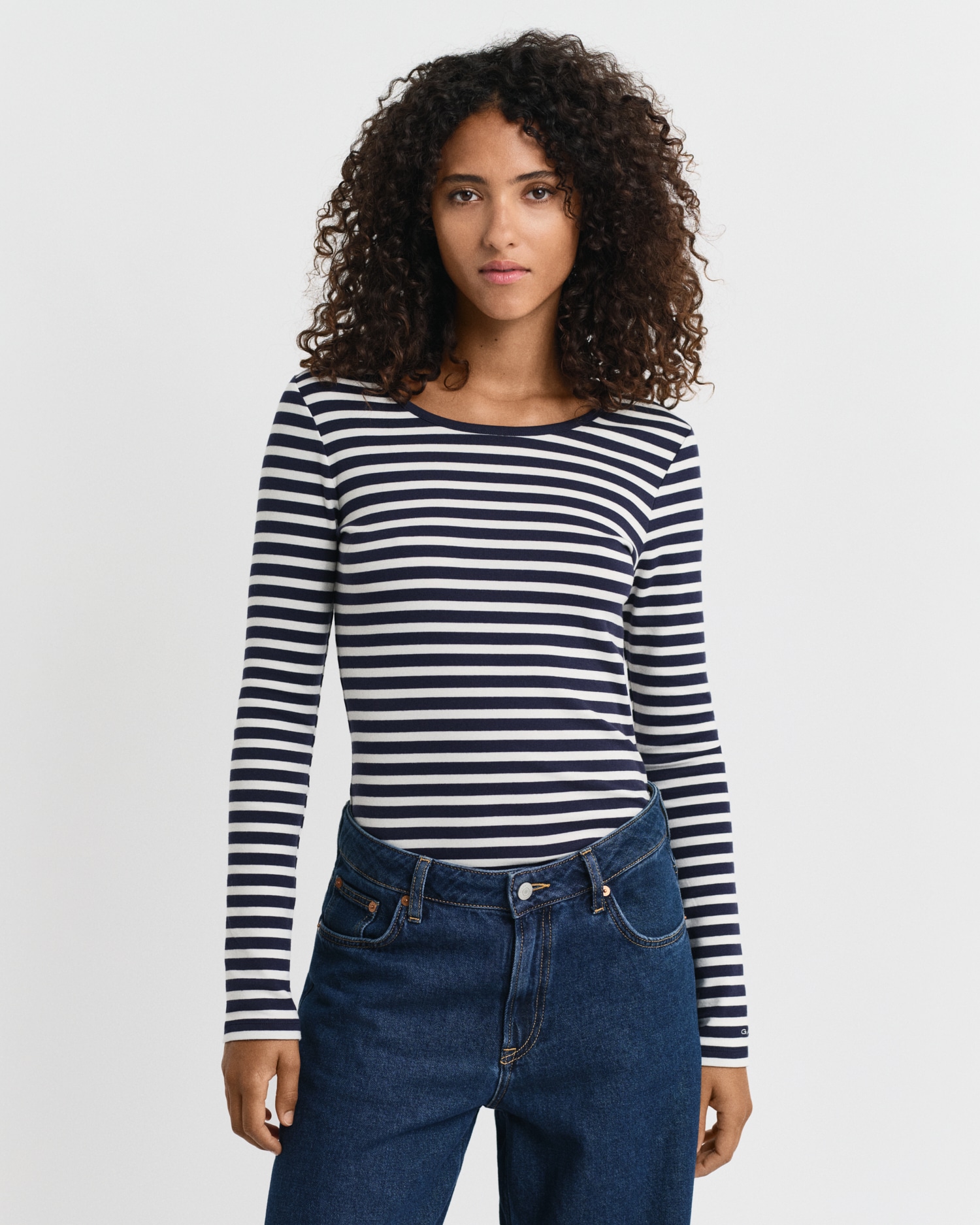 Gant Langarmshirt "SLIM STRIPED 1X1 RIBBED LS T-SHIRT" günstig online kaufen