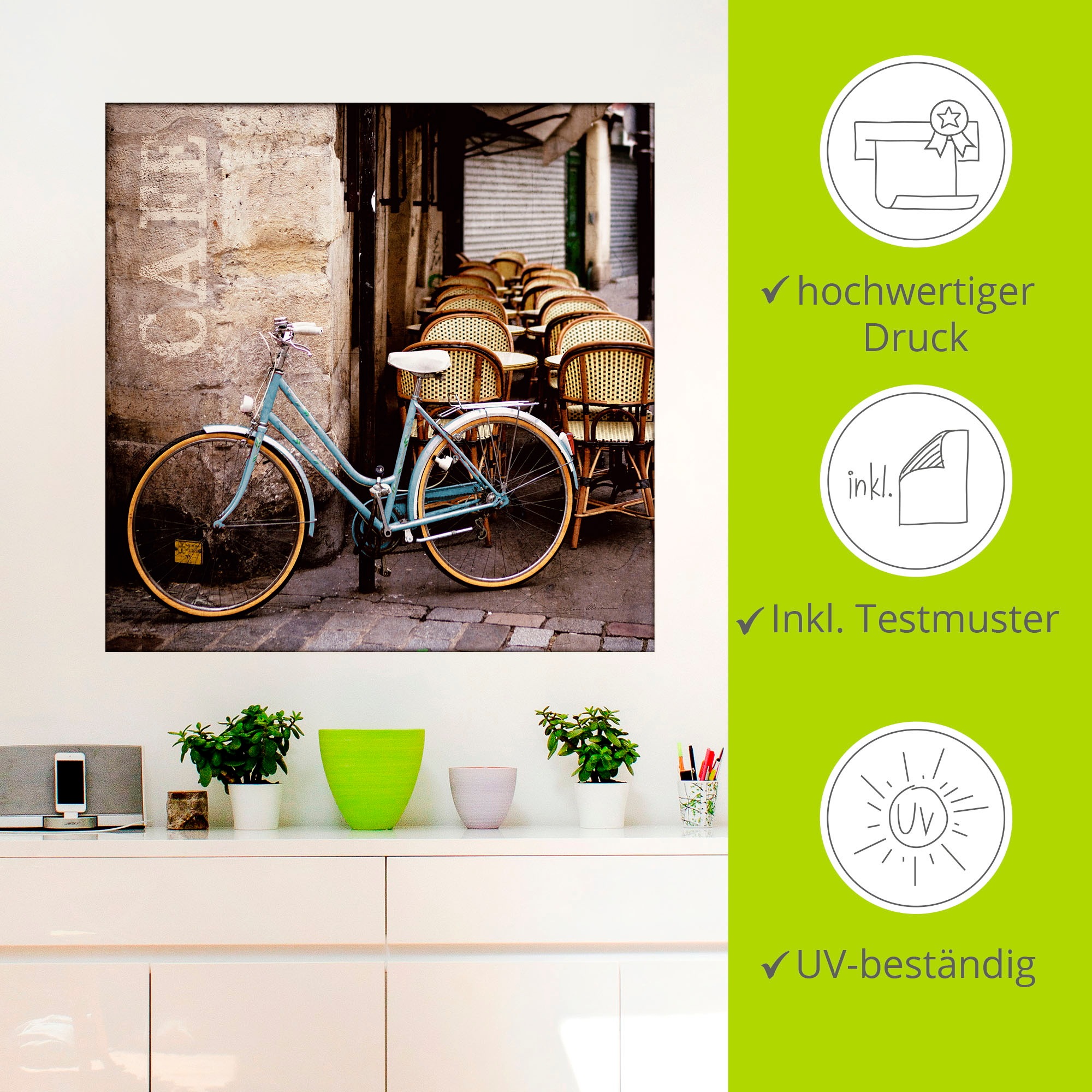 Artland Wandfolie »Fahrrad am Café«, Fahrräder, (1 St.), selbstklebend