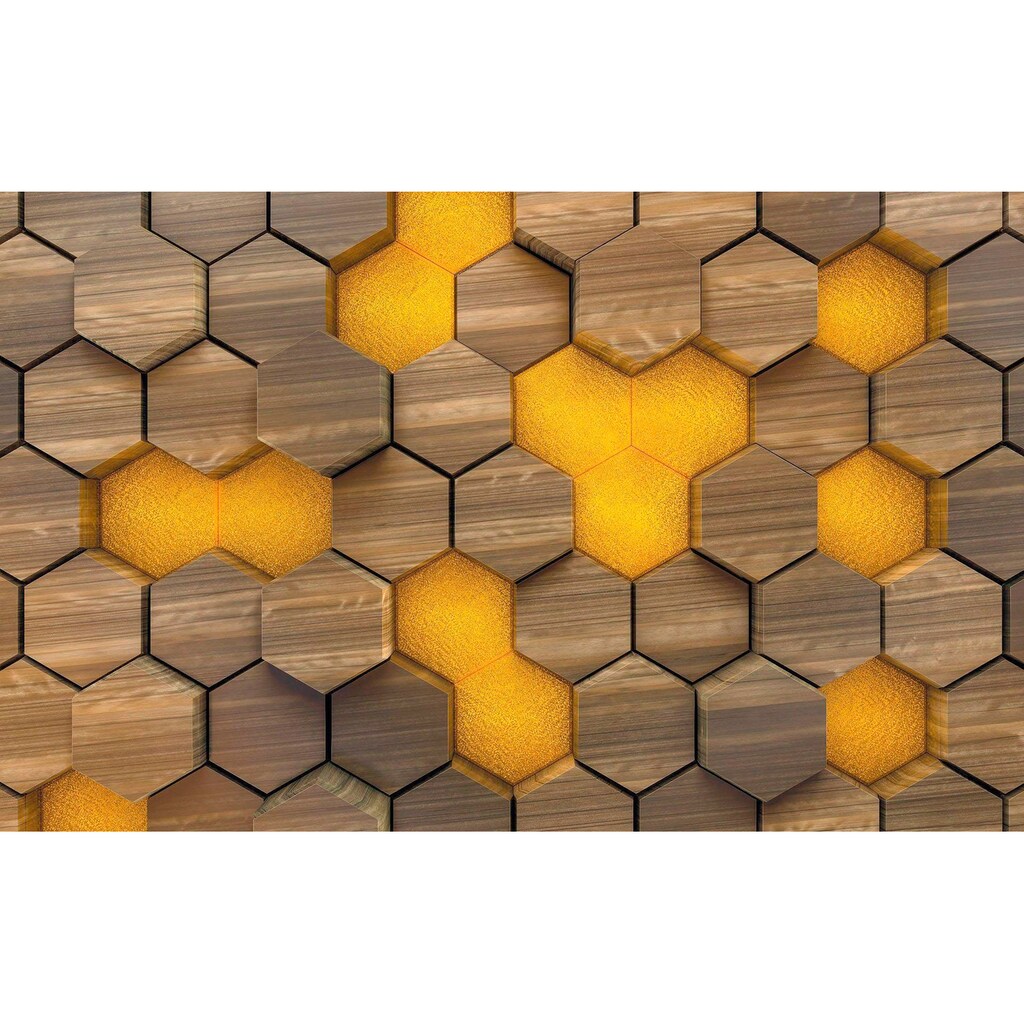 Komar Vliestapete »Woodcomb Olive«, 400x250 cm (Breite x Höhe), Vliestapete, 100 cm Bahnbreite