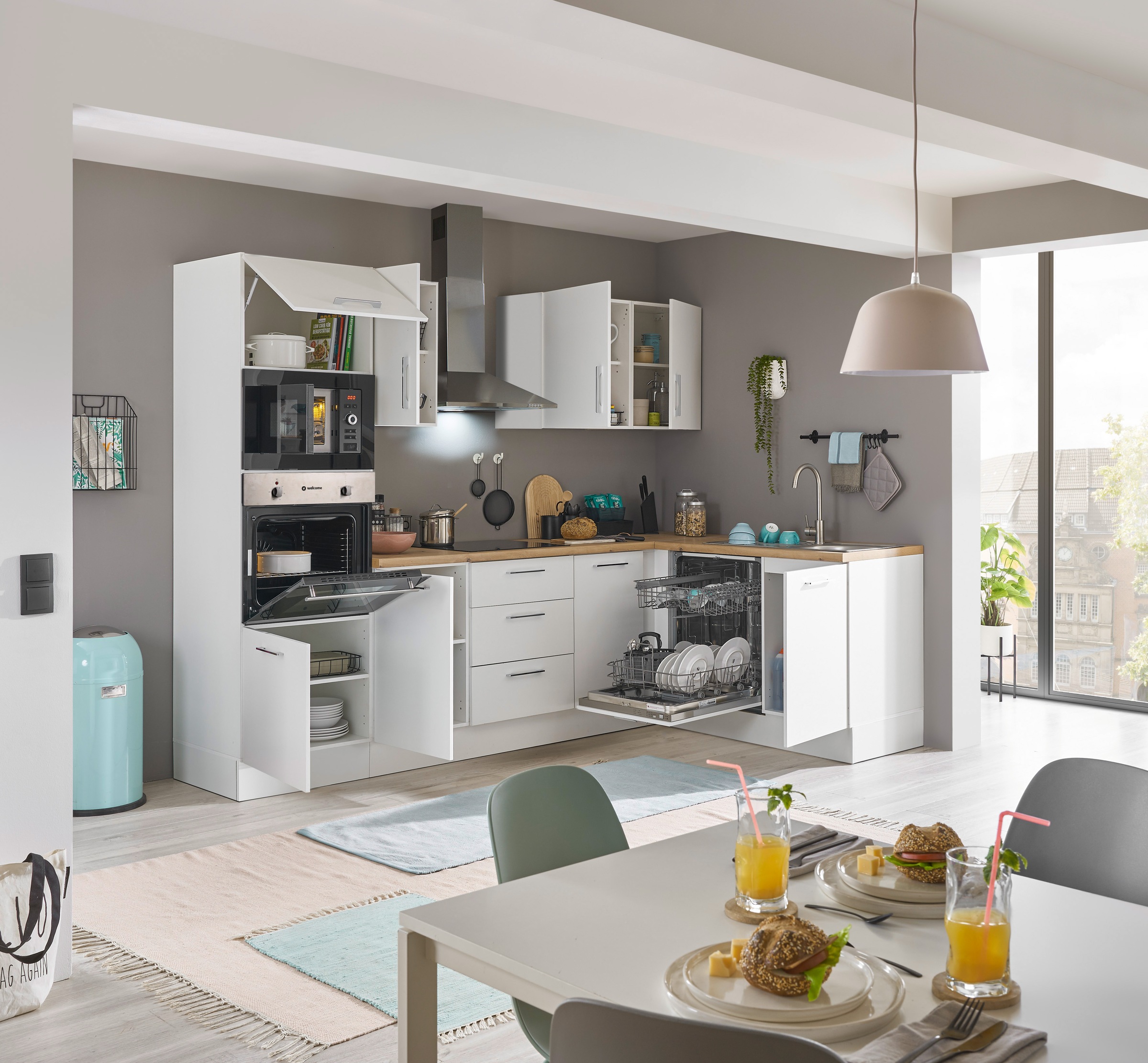 BASIC by Balculina Winkelküche »Turin«, Stellbreite 280x175 cm, wahlweise mit E-Geräten