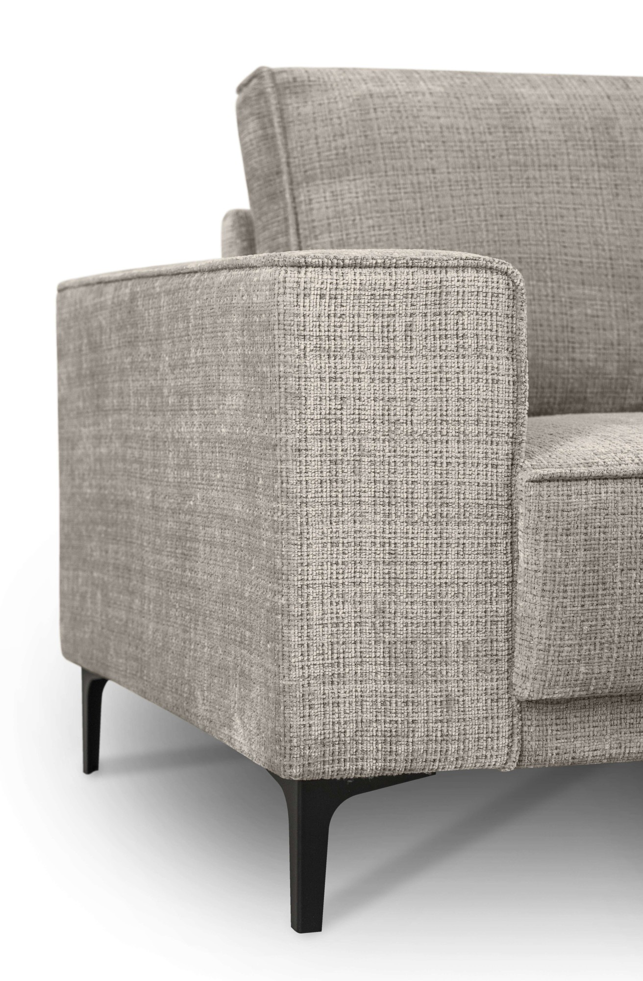 Places of Style Ecksofa »Polsterecke Oland, Struktur, Flachgewebe, Luxus-Microfaser, Boucle«, L-Form, 289 cm, Wellenunterfederung, Skandi-Design, Metallfüße