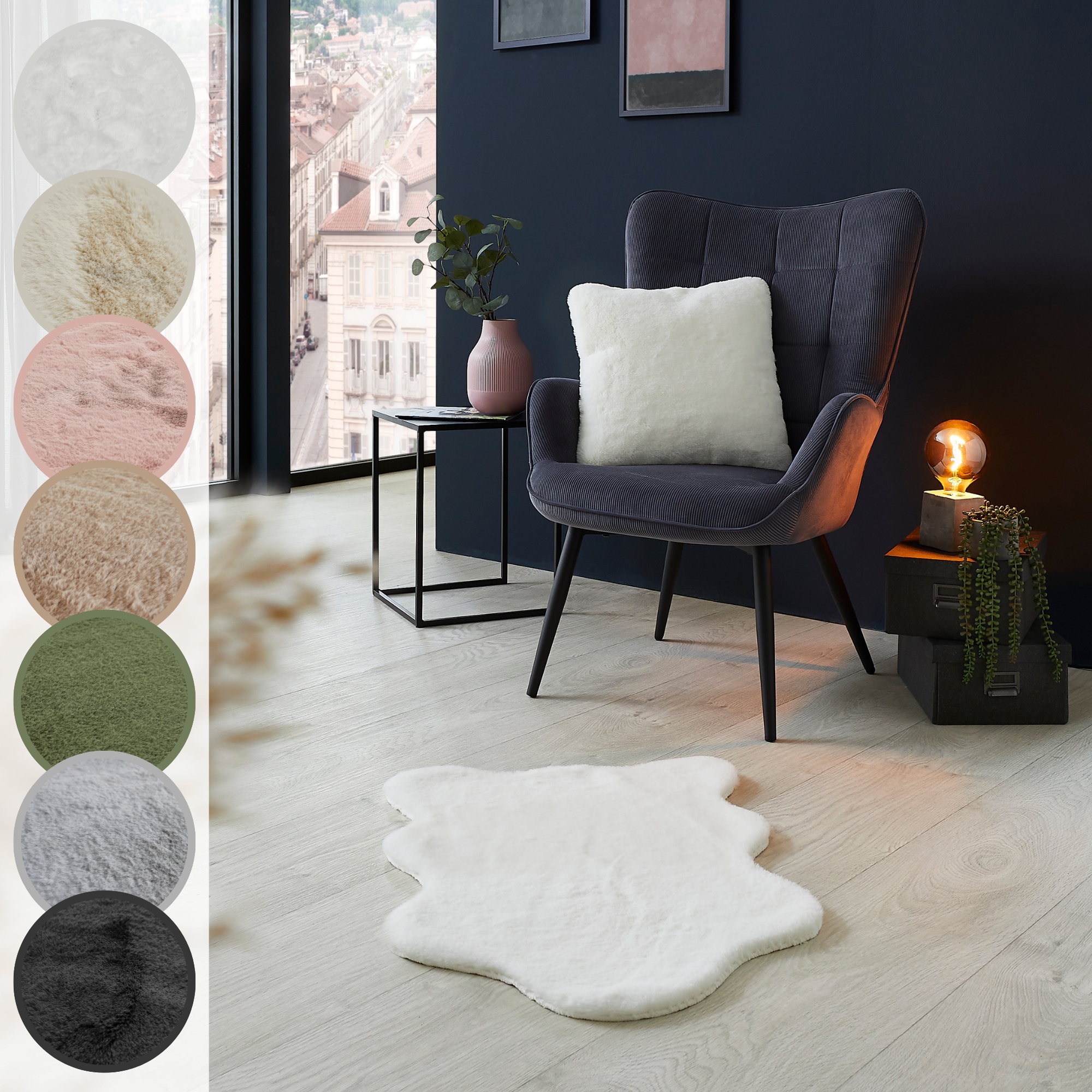 LUXOR living "Novara" fellförmig 30 mm Höhe Kunstfell, weiche Kaninchenfell-Haptik, waschbar, auch als 2er Set