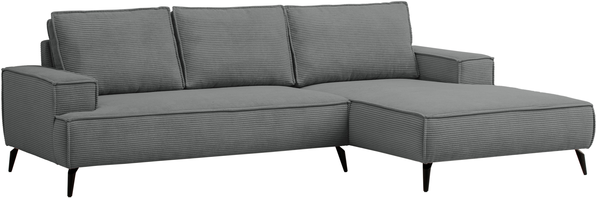 andas Ecksofa »TVINNU, L-Form in Cord, Sofa«, wahlweise Recamiere rechts/links, schwarze Füße, bequemer Sitzkomfort