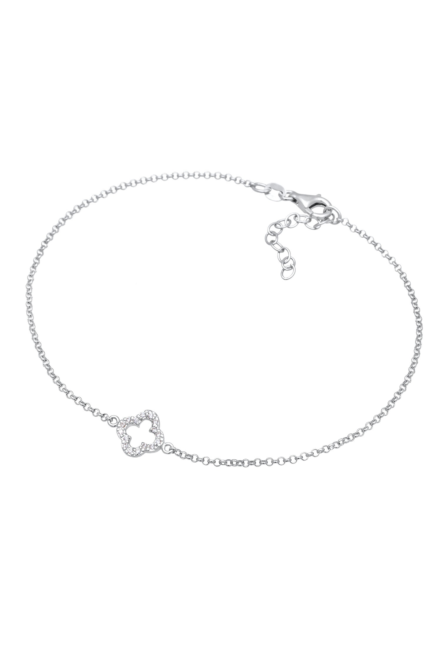 Elli Fußkette »Fußschmuck Kleeblatt Zirkonia Glücksymbol Talisman 925 Silber«