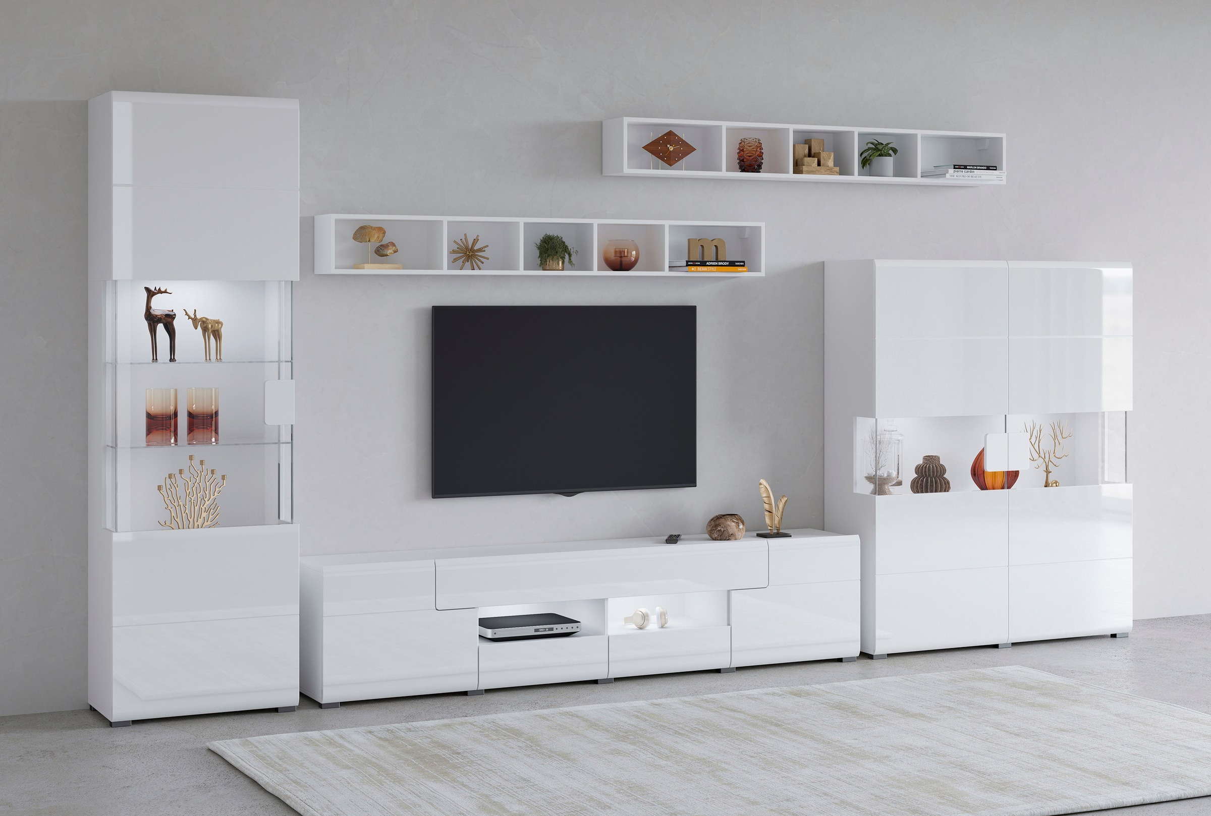 OTTO home Wohnwand "Toledo,Breite 391cm stilvolle Mediawand ohne Beleuchtun günstig online kaufen