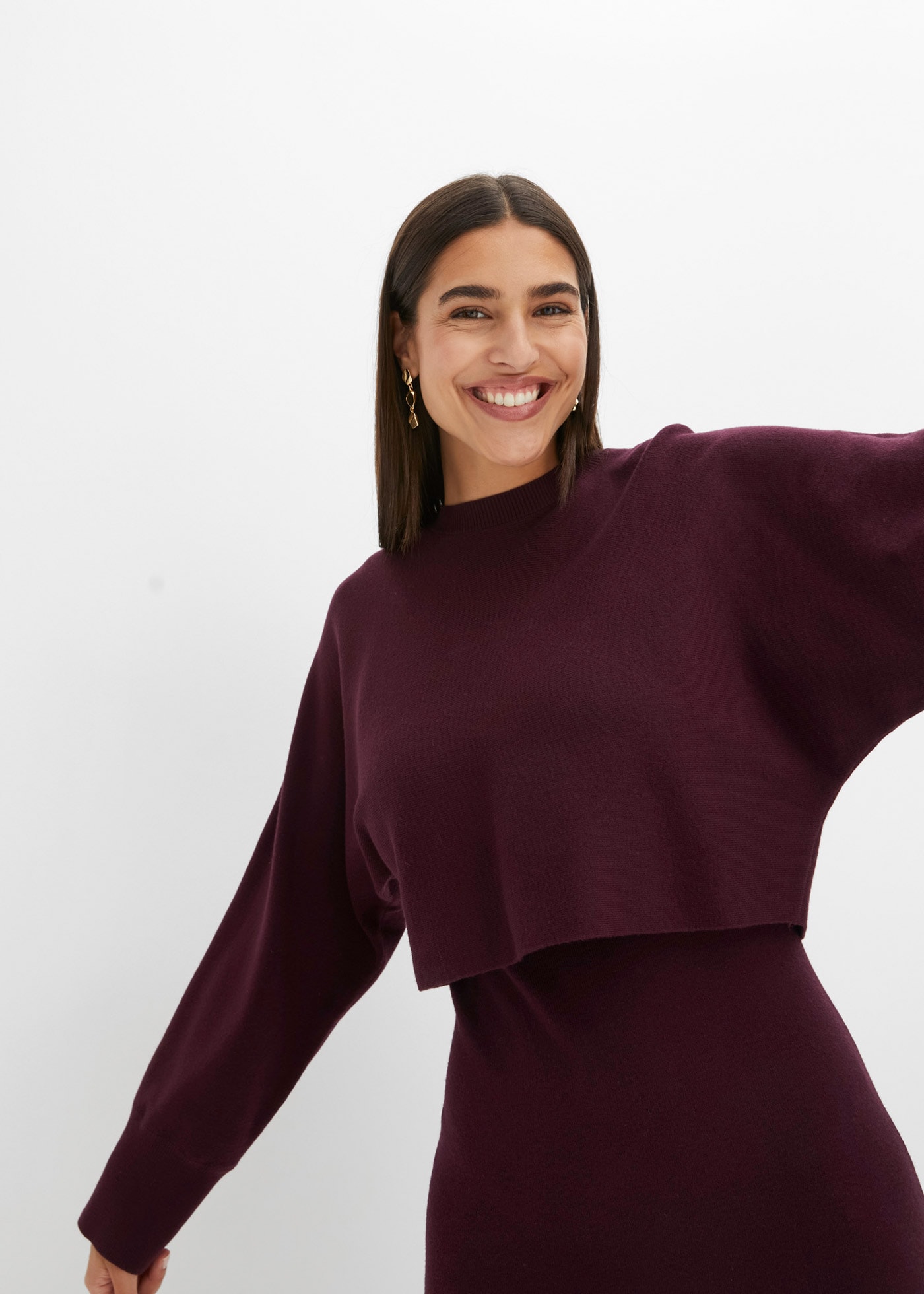 bonprix Strickkleid Set, 2 tlg. für Frühjahr und Sommer, aus Viskose-Mischung, lässige Passform