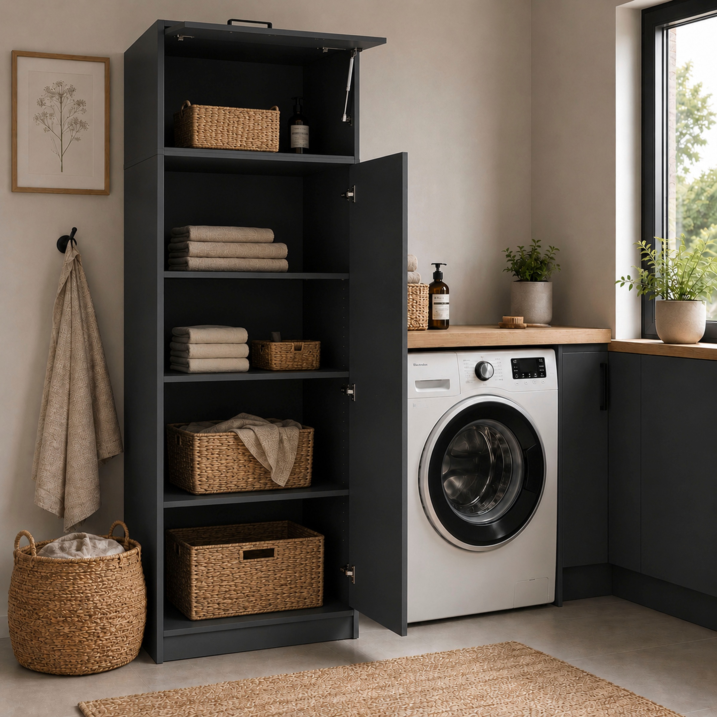 Inter Link Mehrzweckschrank »Norela, 2-tlg. Haushaltsschrank, inkl. Kleiderstange, 67 x 68 x 208 cm« 1 Stk. tlg. Hauswirtschaftsraum, höhenverstellbare Füße und Einlegeböden