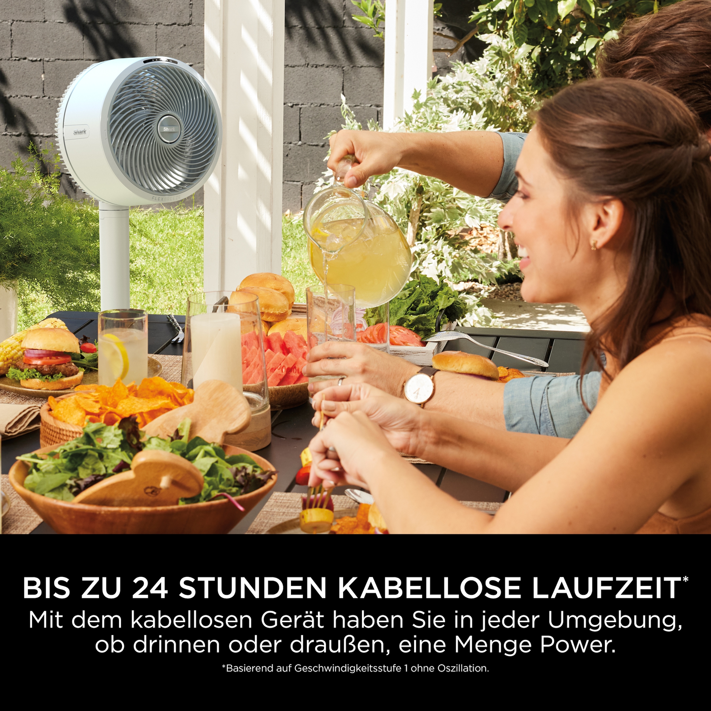 Shark Akku-Standventilator »FlexBreeze FA220EU«, 28,7 cm Durchmesser, Flüsterleiser Ventilator kabelllos & kabelgebunden einsetzbar