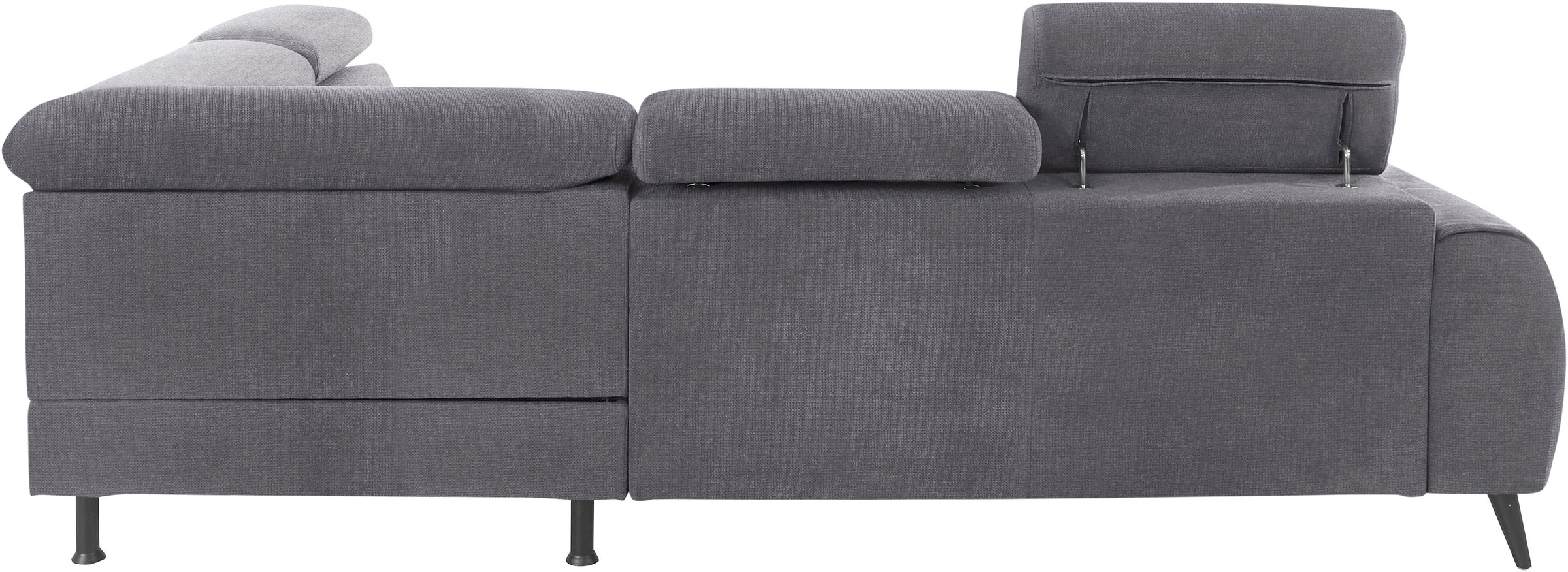 COTTA Ecksofa »Mia L-Form mit 3 Zierkissen«, wahlweise mit Bettfunktion, Bettkasten, Beleuchtung & Wireless-Charger