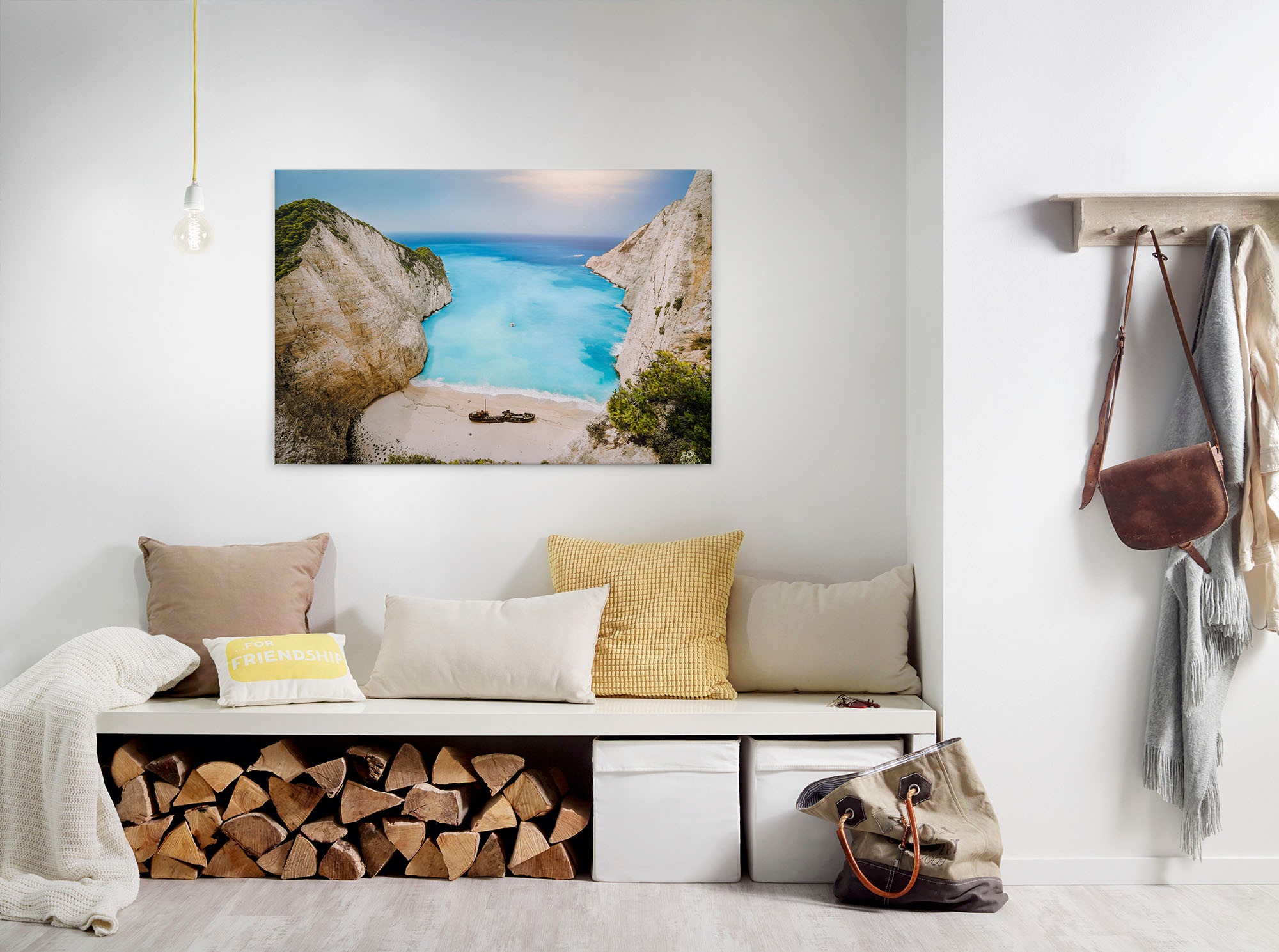 A.S. Création Leinwandbild "Greek Bay" Gemälde Kunst 1 Stk. tlg. Strand Meer Bucht Keilrahmen Sommer Leinwand-Bild Wohnzimmer modern