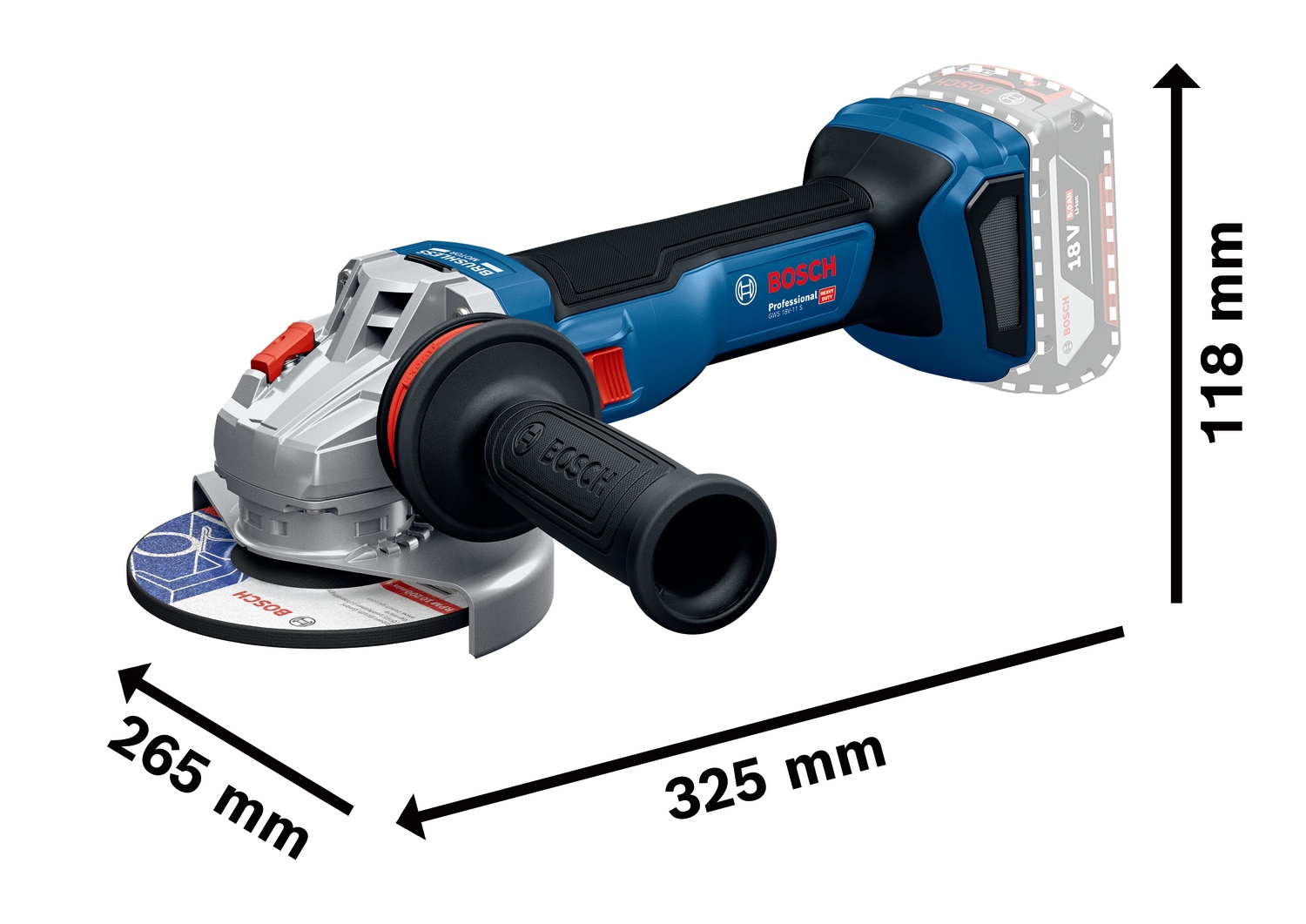 Bosch Professional Akku-Winkelschleifer »»GWS 18V-11 S««, in L-BOXX 136, ohne Akku, ohne Ladegerät