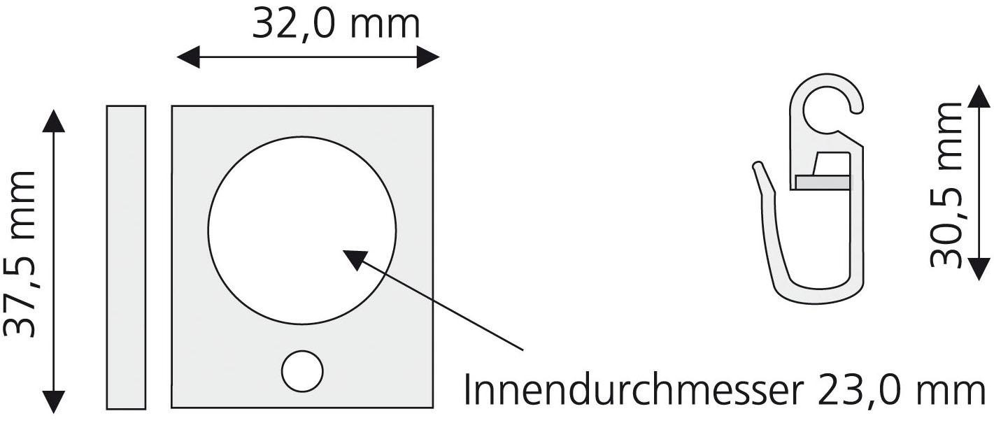 Liedeco Gardinenring eckig, für Gardinenstangen Ø 16 mm günstig online kaufen