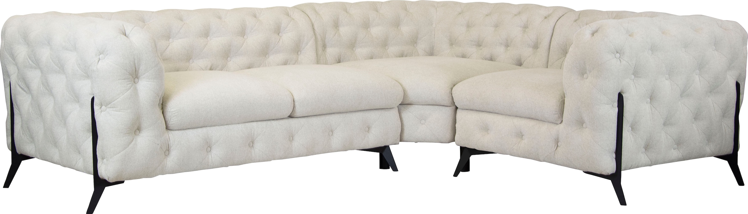 Leonique Chesterfield-Sofa "Amaury L-Form", moderne Chersterfield-Optik, Breite 262 cm, Fußfarbe wählbar