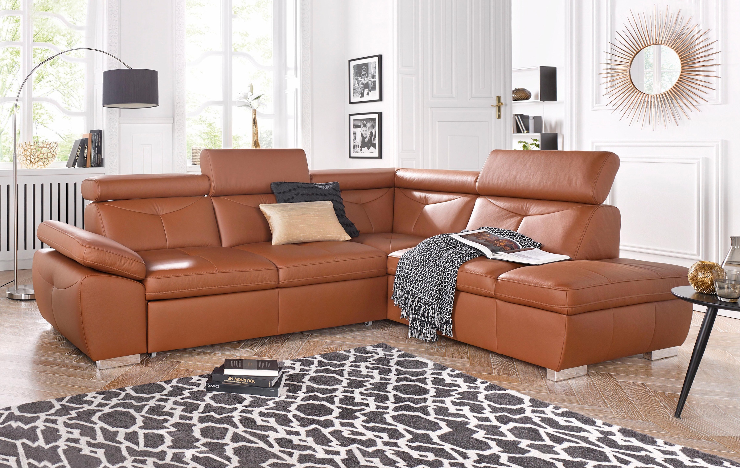exxpo - sofa fashion Ecksofa »Spring, super bequem und komfortabel mit Armteil- und Kopfteilfunktion«, wahlweise mit Bettfunktion und Bettkasten, L-Form