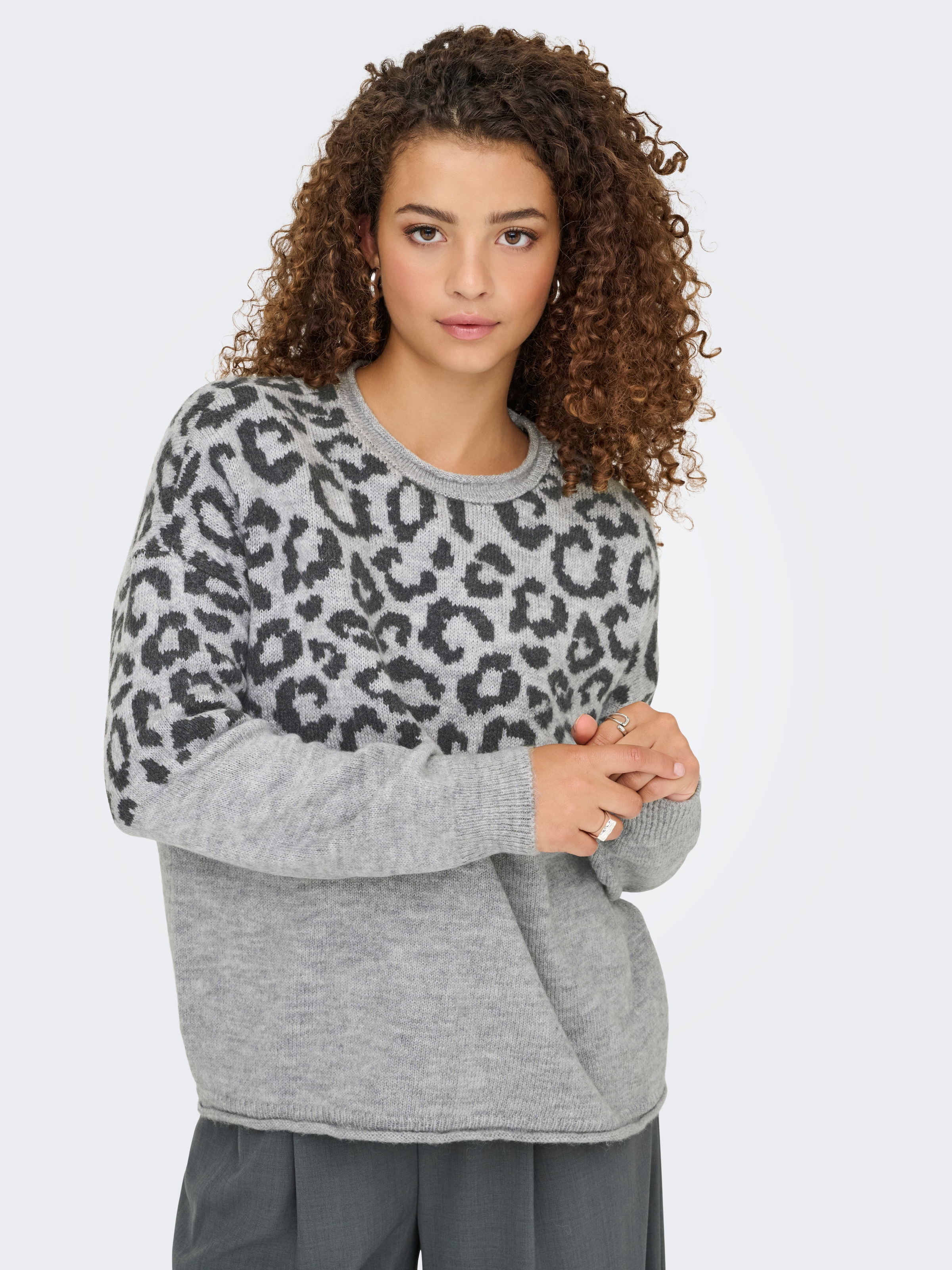 ONLY Rundhalspullover "ONLJADE ANIMAL LS O-NECK NOOS KNT" günstig online kaufen