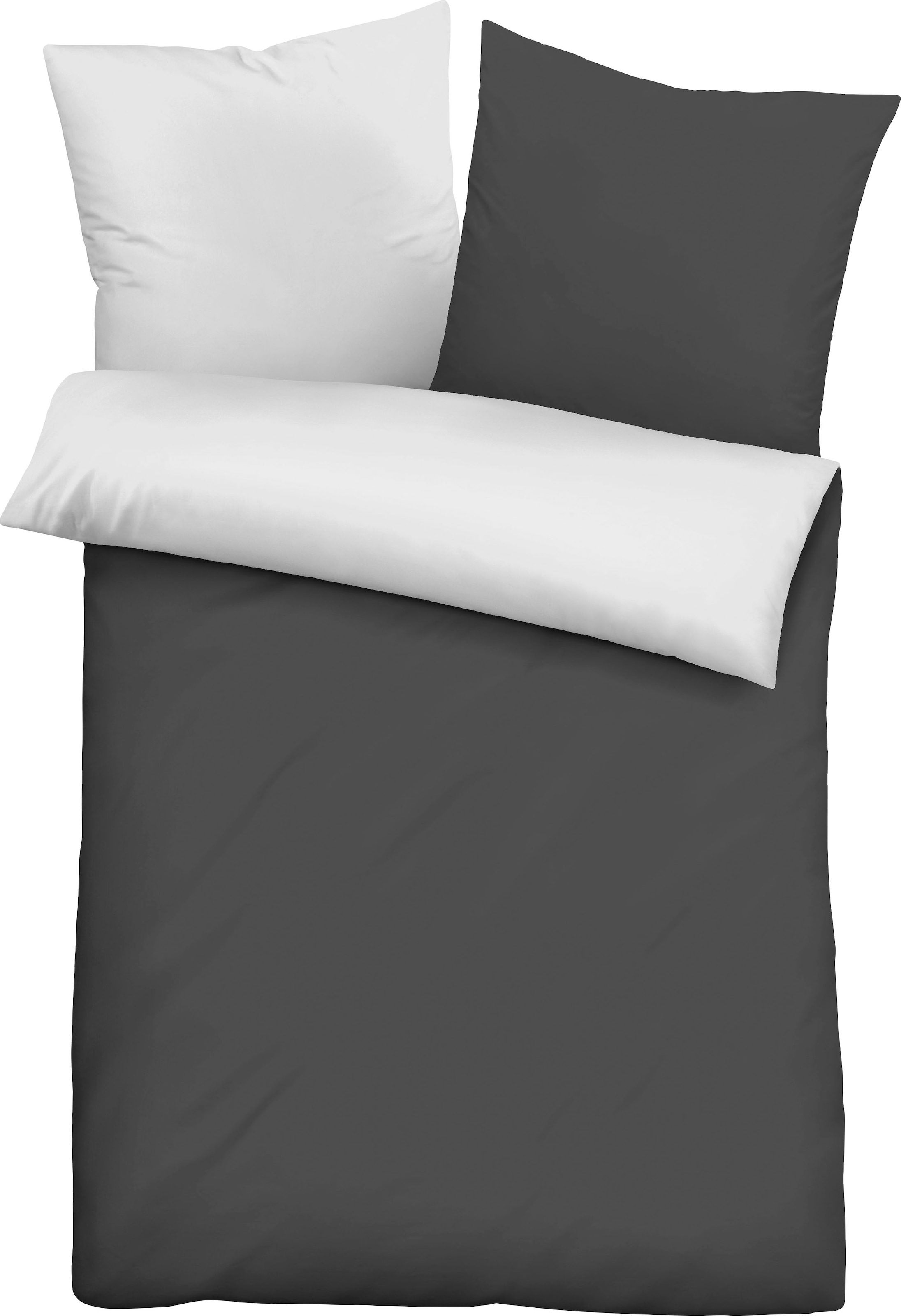 Castell Wendebettwäsche »Uni-Microfaser-Satin«, (2 tlg.), hautsympathische Microfaser Satin Qualität, 100% Polyester, Bett- und Kopfkissenbezug mit Reißverschluss, pflegeleicht, mit feinem Glanz, samtig weicher Stoff