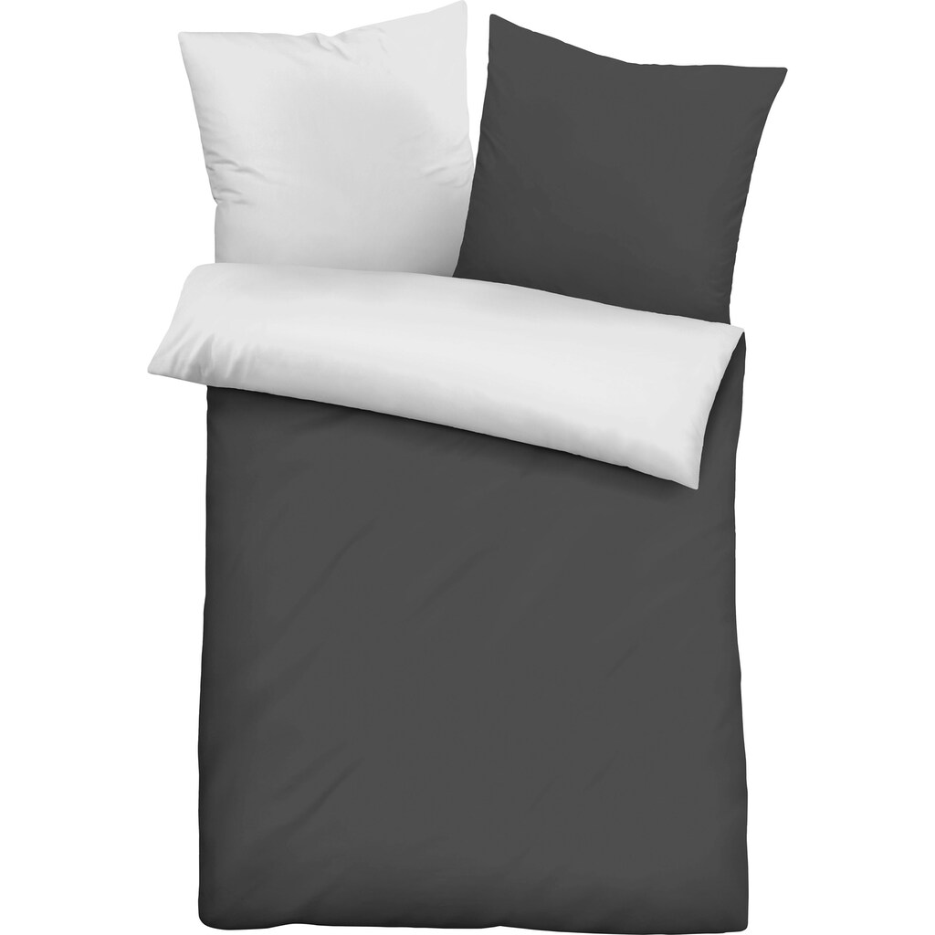 Castell Wendebettwäsche »Uni-Microfaser-Satin«, (2 tlg.), hautsympathische Microfaser Satin Qualität, 100% Polyester, Bett- und Kopfkissenbezug mit Reißverschluss, pflegeleicht, mit feinem Glanz, samtig weicher Stoff