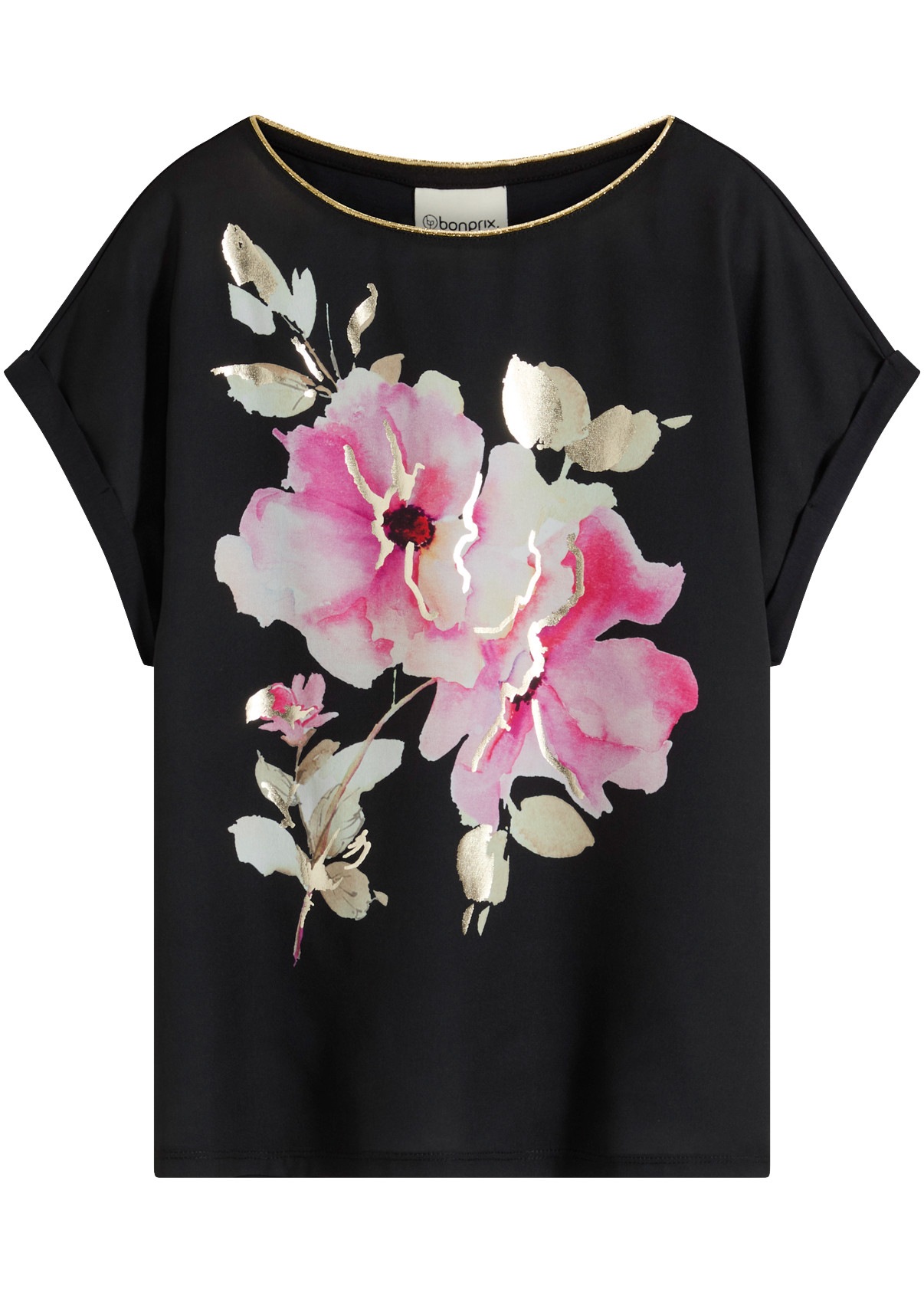 bonprix T-Shirt lockere Passform, mit Satin-Einsatz, ärmellos