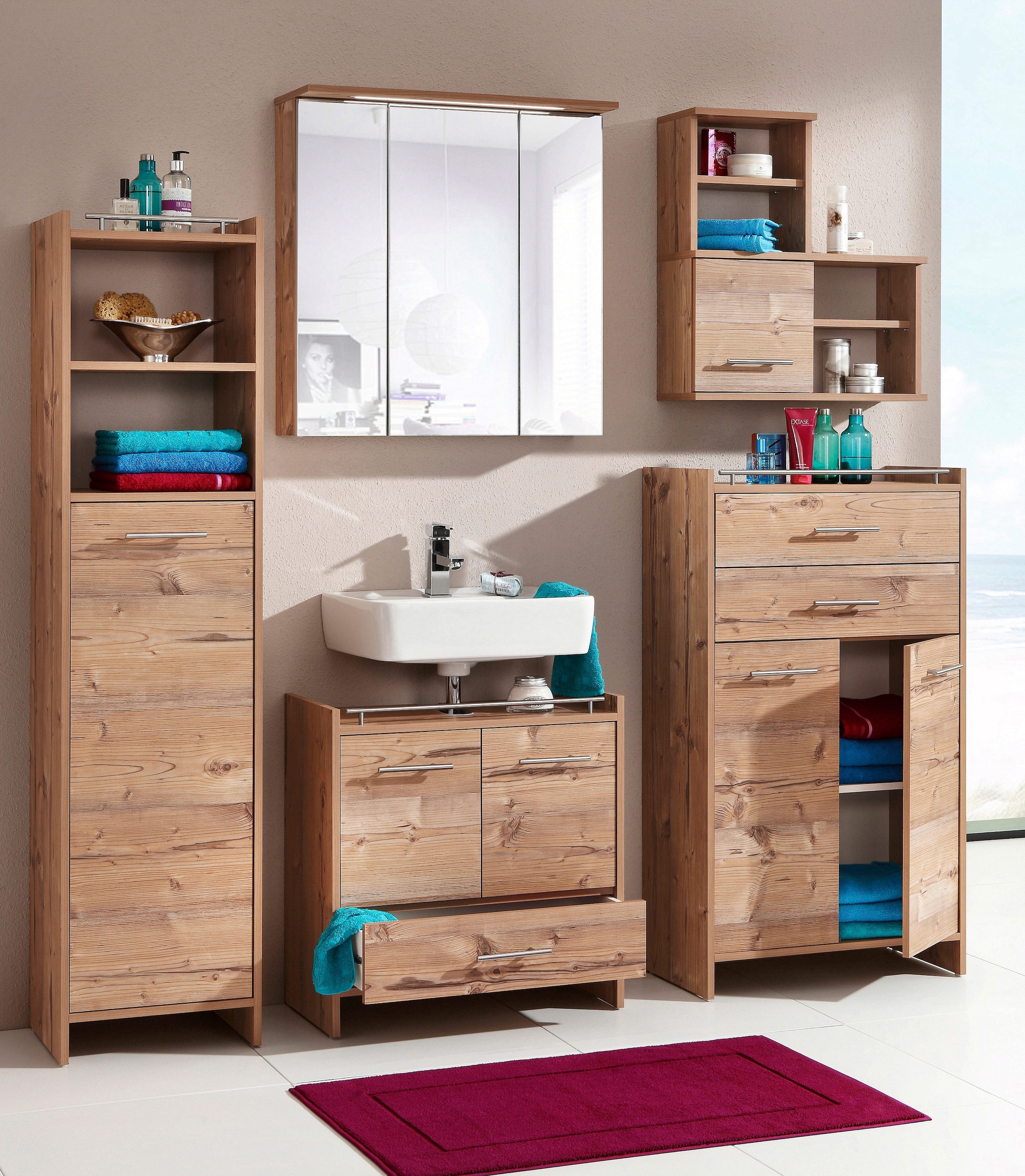 Schildmeyer Spiegelschrank »Profil«, Breite 70 cm, 3-türig, LED-Beleuchtung, Schalter-/Steckdosenbox