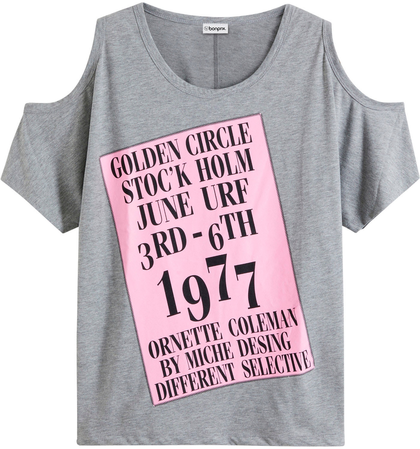 bonprix T-Shirt lockere Passform, Halbarm-Design, Cut-Outs an den Schultern