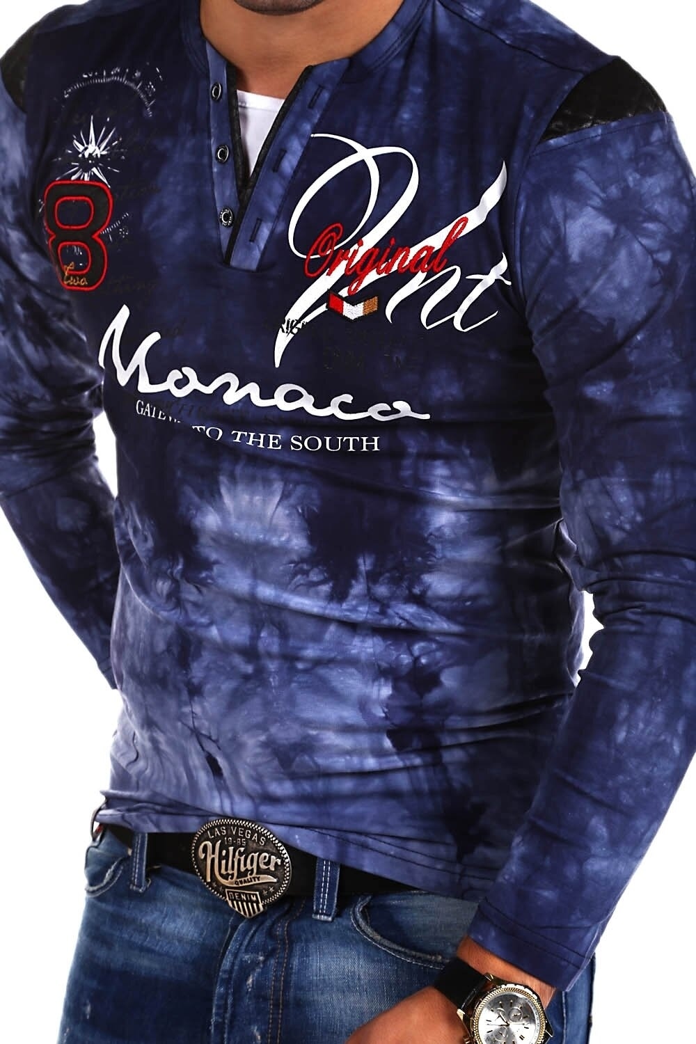 behype Langarmshirt »P-Monaco«, mit Stickereien und Prints