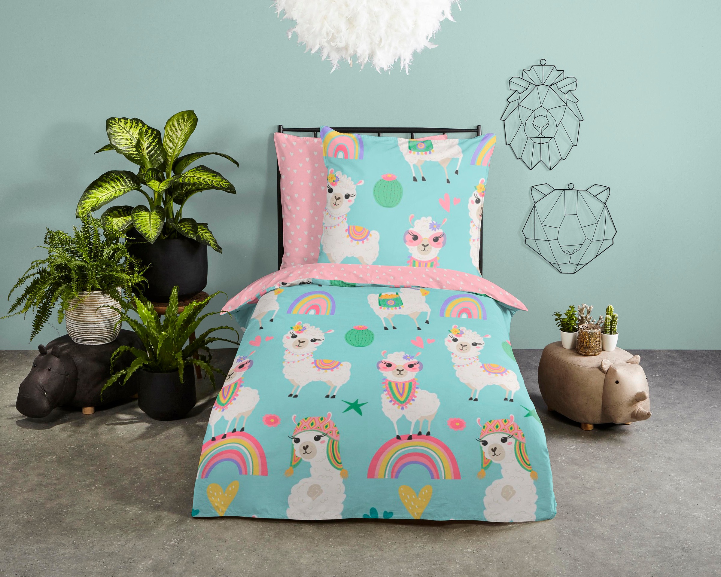 good morning Kinderbettwäsche "Lamalife" 2 Stk. Baumwolle, 135x200, Reißver günstig online kaufen