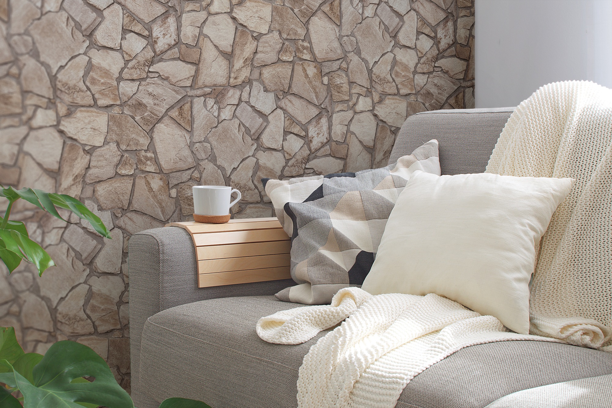 A.S. Création Vliestapete »Terra Tapete Steinoptik«, matt-gemustert-neutral, Stein-Tapete Steinwand Naturstein 3d-Optik Tapeten Wohnzimmer modern