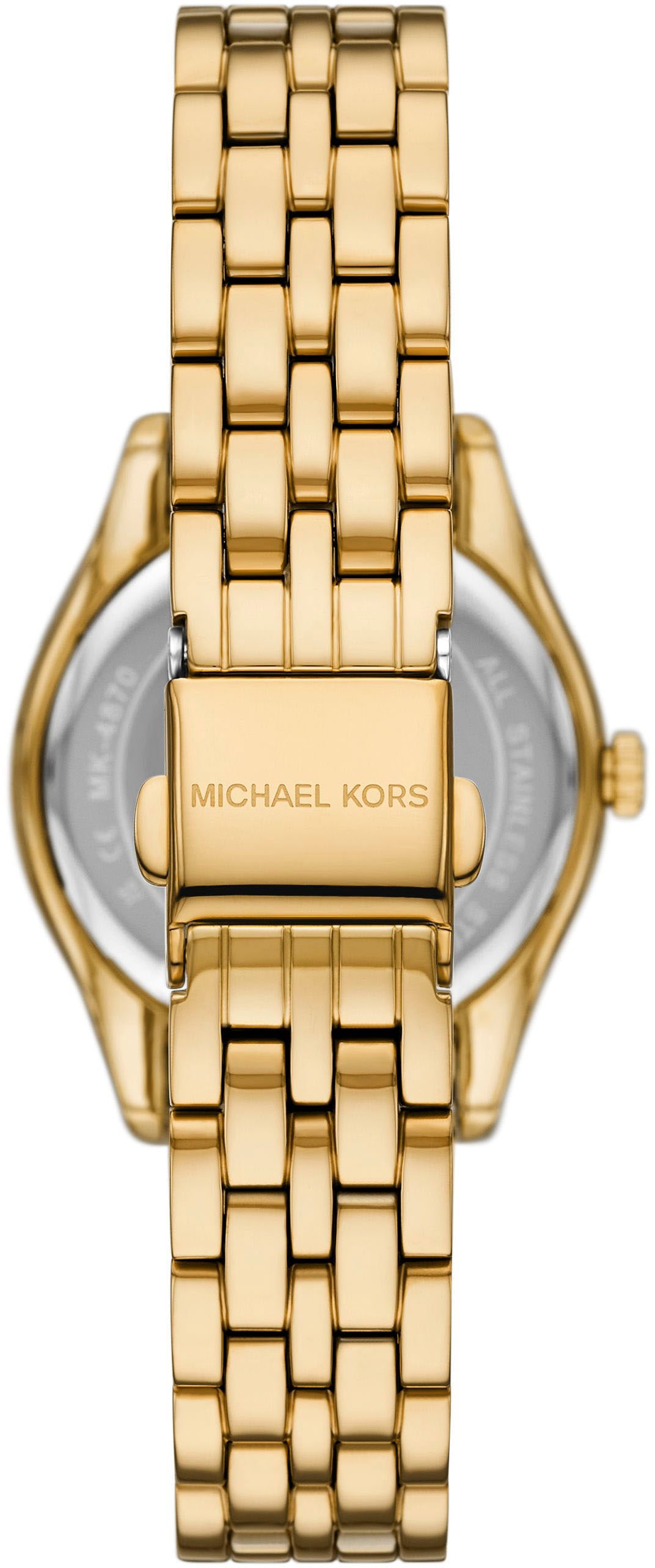 MICHAEL KORS Quarzuhr »MINI HARLOWE«, Armbanduhr, Damenuhr, Edelstahlarmband, analog, Glassteine