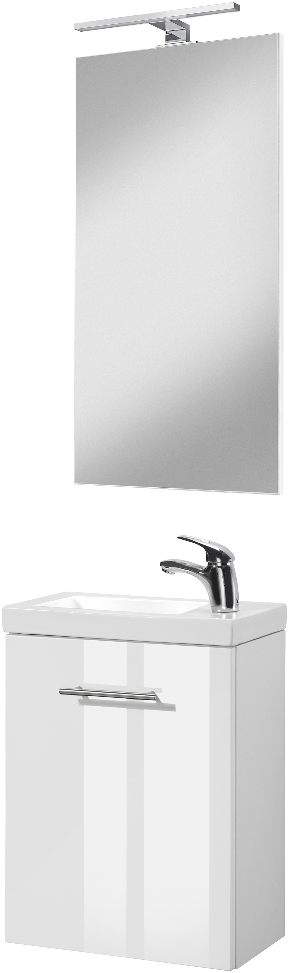 Waschtisch-Set WELLTIME, B:41cm, weiß, MDF, Kastenmöbel-Sets, "Trento, verschiedene Ausführungen und Farben", Badmöbel Breite 40cm, Gästebad SlimLine