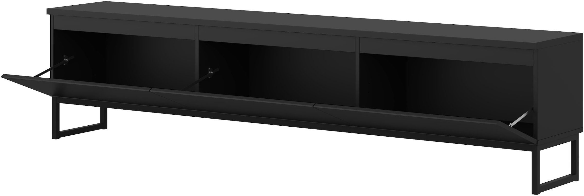 OTTO home Lowboard »Modo II, Breite 200 cm, modernes griffloses Lowboard 3 Klappen« TV-Kommode mit viel Stauraum, Metallkufen