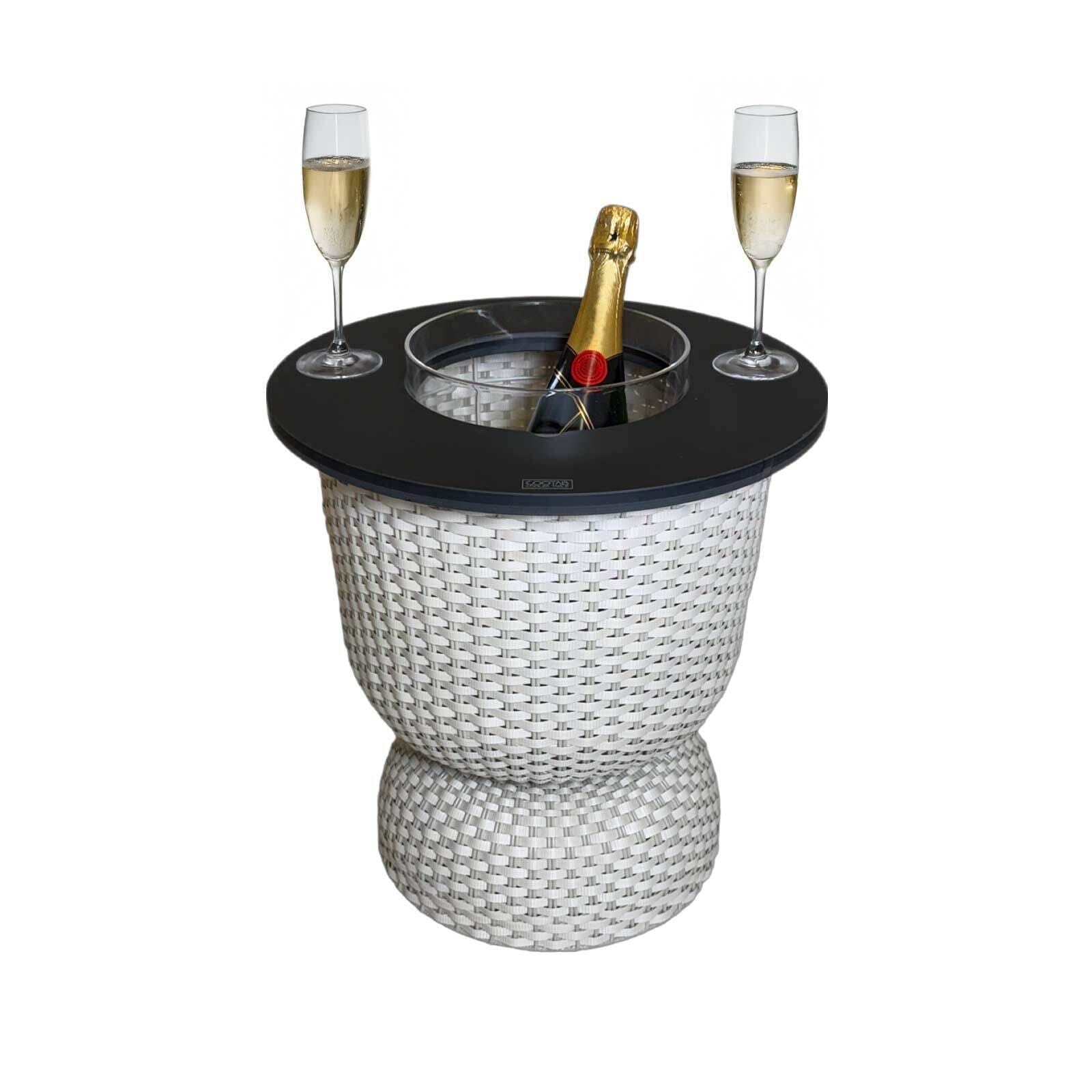 Beistelltisch COOTAB COOLER TABLE "3-in-1 Loungetisch mit Acryl-Kühler Paris 43 cm", beige (champagner, schwarz), B:41cm H:43cm T:41cm, Tische, Beistelltisch, Wetterfest, Pflegeleicht, Hitzebeständig