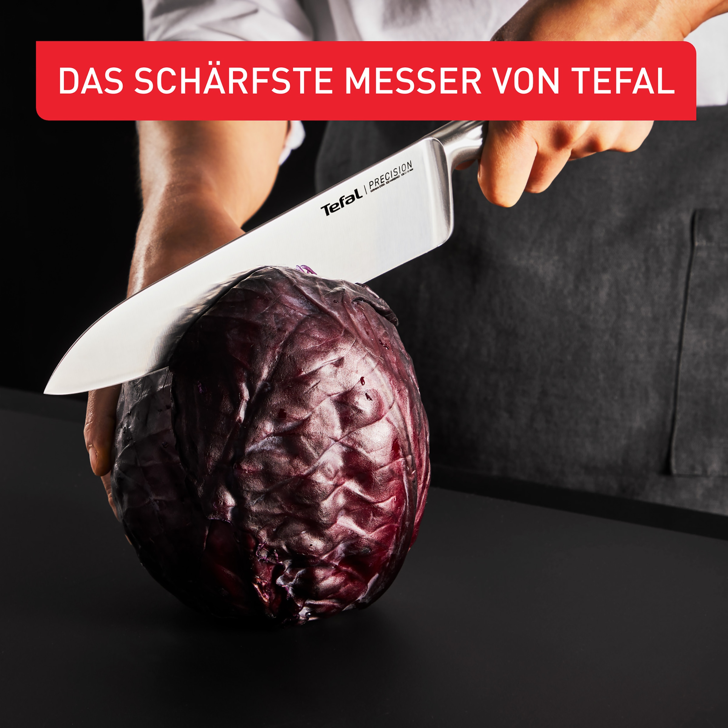 Tefal Kochmesser »Precision« 20 cm, 22°-Klingenwinkel, Eishärtungstechnologie, Wellenmuster