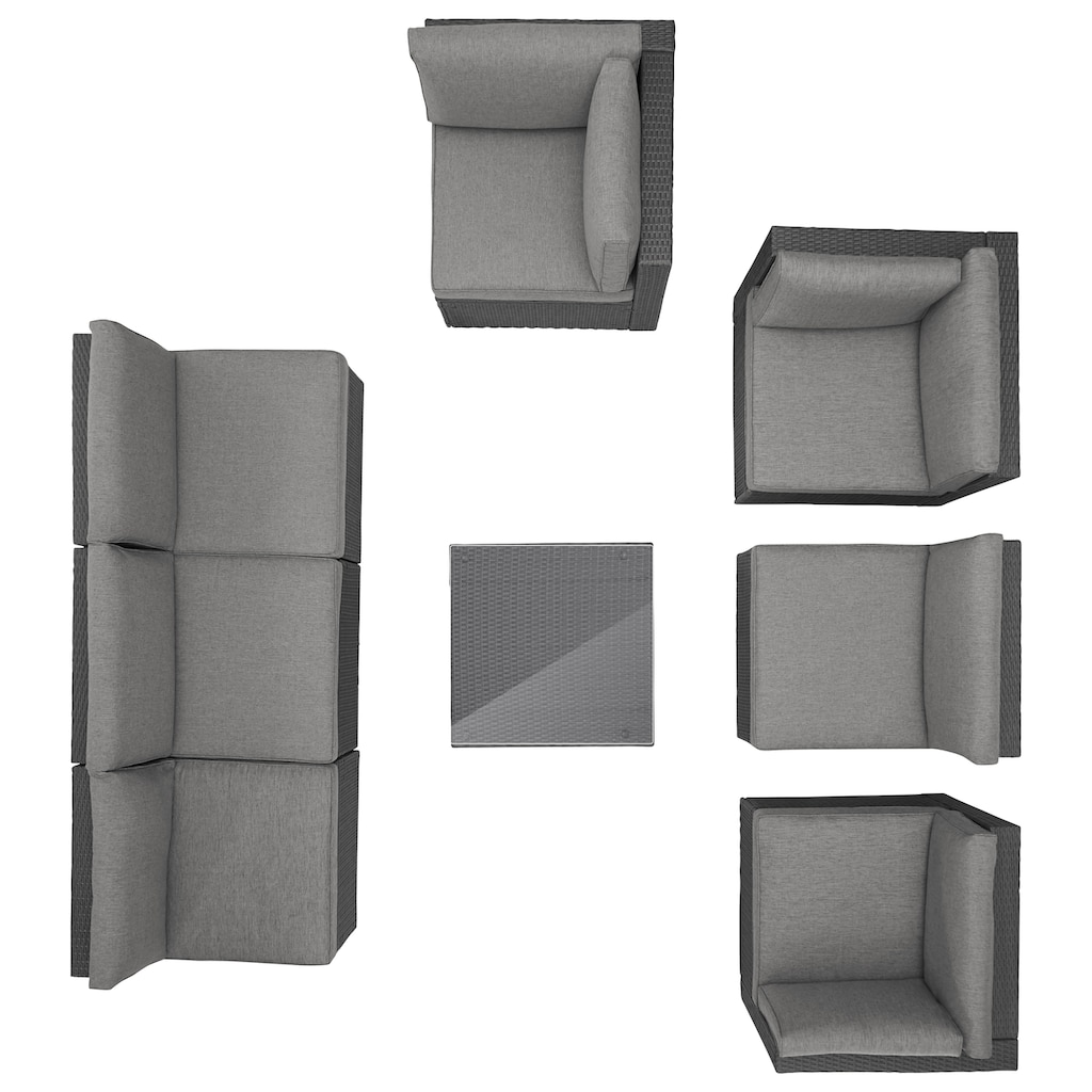 KONIFERA Gartenlounge-Set »Malta«, (25 tlg.), Ecklounge, Sessel, Tisch 69x69 cm, mit GRATIS-Zugabe: 1 zweiter Tisch