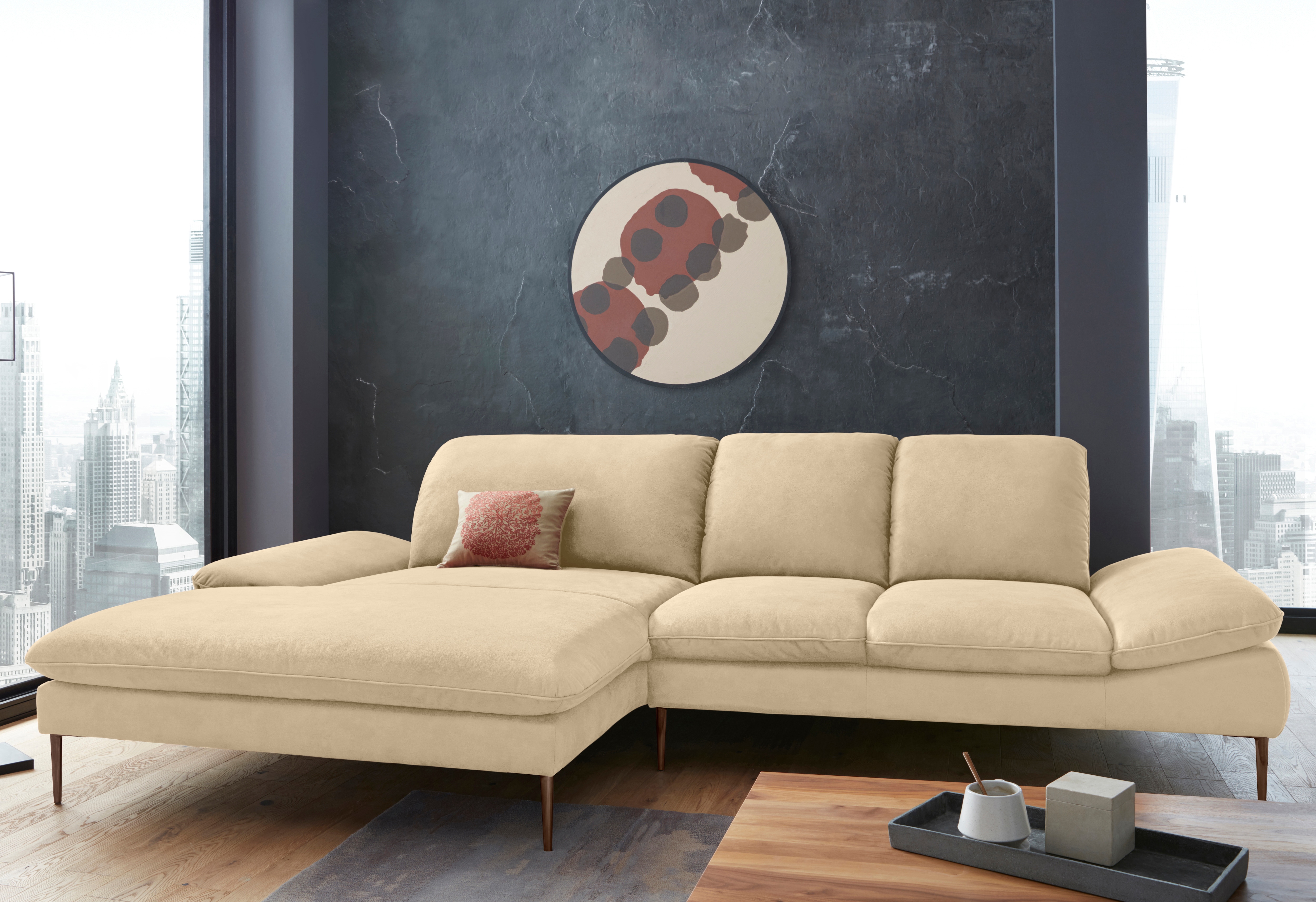 W.SCHILLIG Ecksofa "enjoy&MORE, Designsofa, bequem, zeitlos und elegant, L-Form" Sitztiefenverstellung, Füße bronze pulverbeschichtet, Breite 310 cm