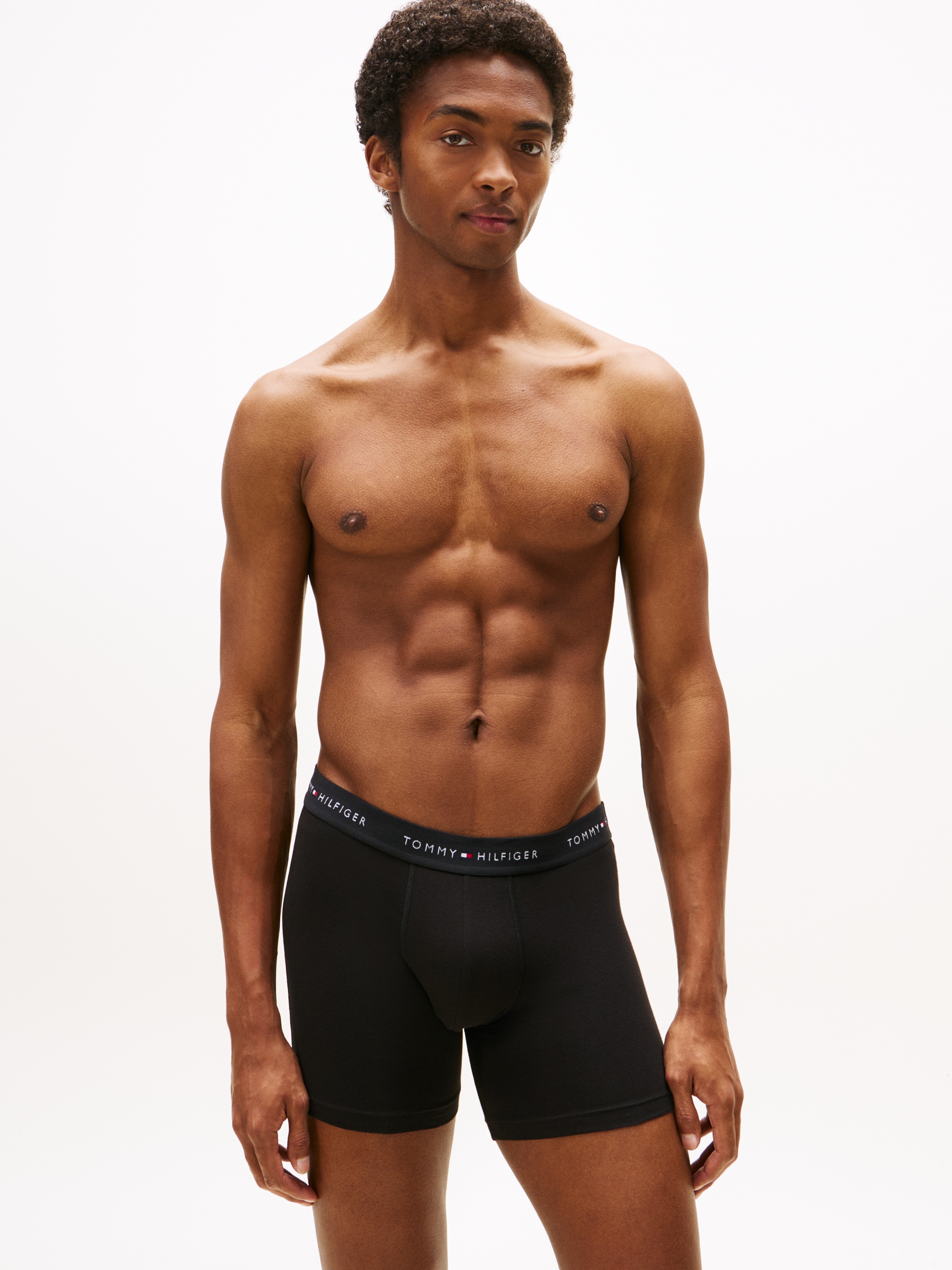 Tommy Hilfiger Underwear Boxershorts »3P BOXER BRIEF WB«, (Packung, 3 St., 3er-Pack), mit kontrastfarbenem Logobund
