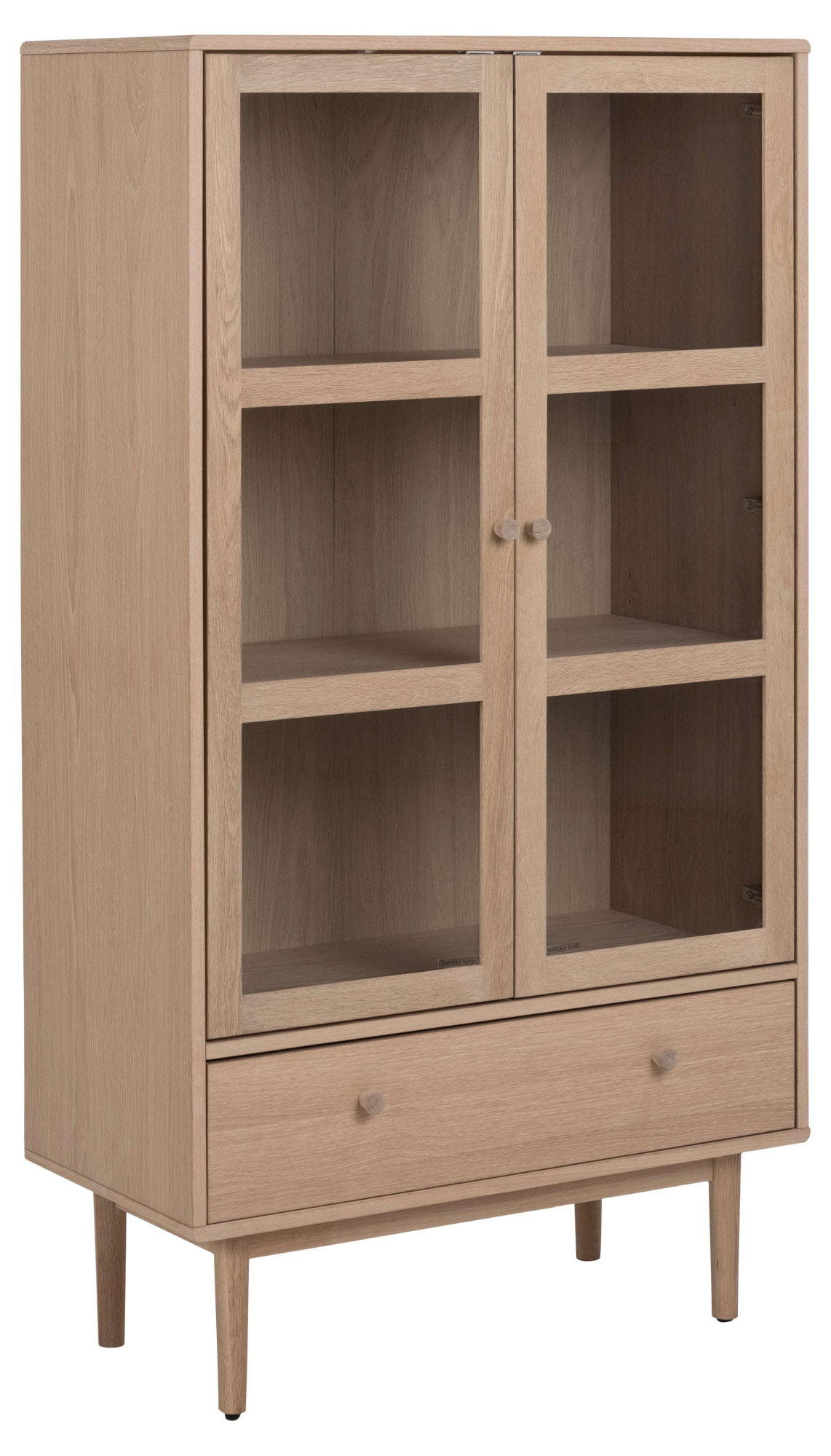 ACTONA GROUP Vitrine »Aston«, Schrank, 2 Glastüren, 2 Einlegeböden, 1 Schublade, Eiche Furnier