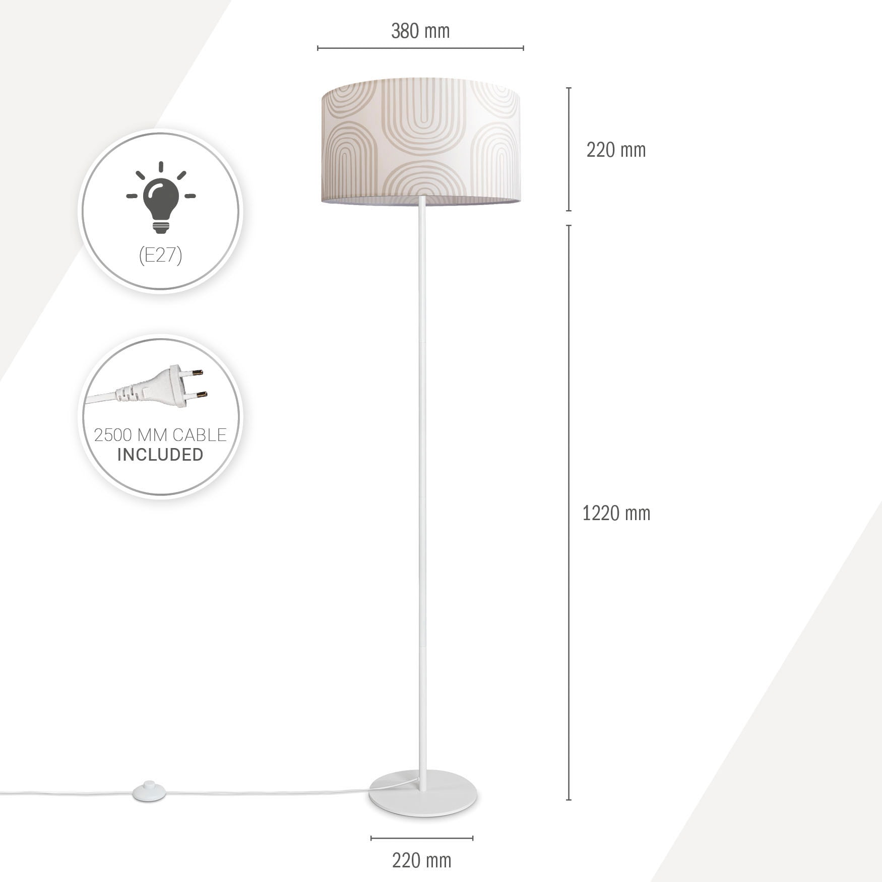 Paco Home Stehlampe »Luca Pillar«, Wohnzimmer Stehlampe Mit Schirm Büro  Modern Retro Muster E27 | BAUR