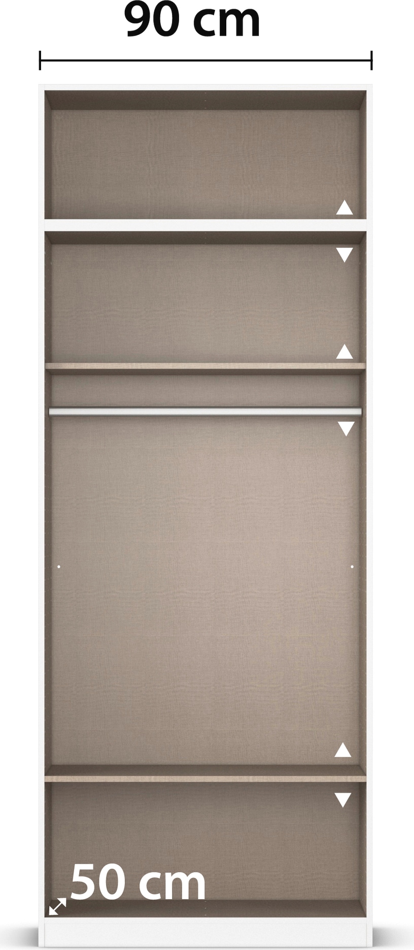 rauch Drehtürenschrank »Prandon A«, (Set, 2 St.), mit 2 Schubladen sowie Aufsatzelement, Metallgriffe in Weiß