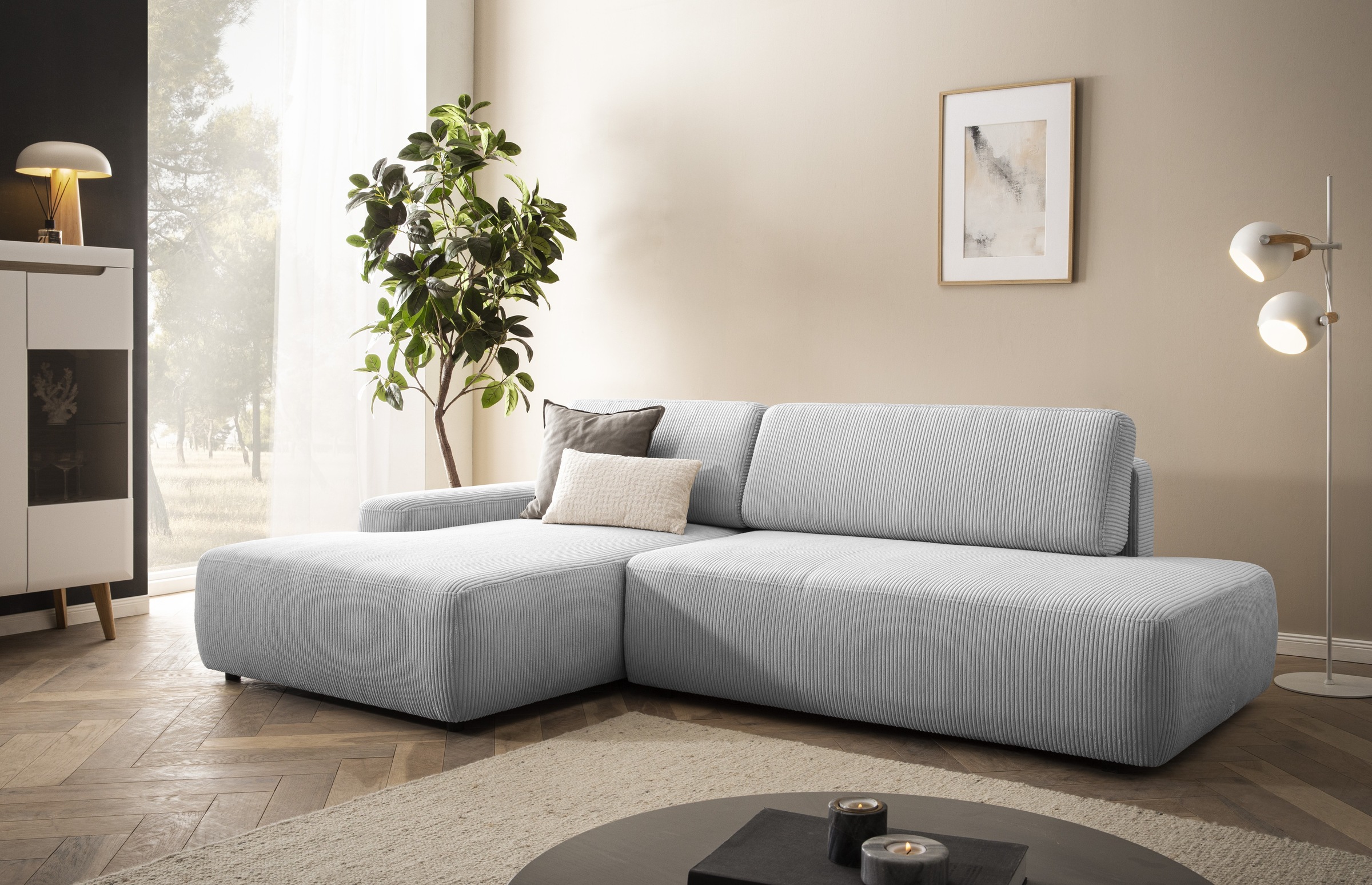 Home affaire Ecksofa "TORGE, Schlafsofa Cord, Samtvelours u. Strukur fein, günstig online kaufen