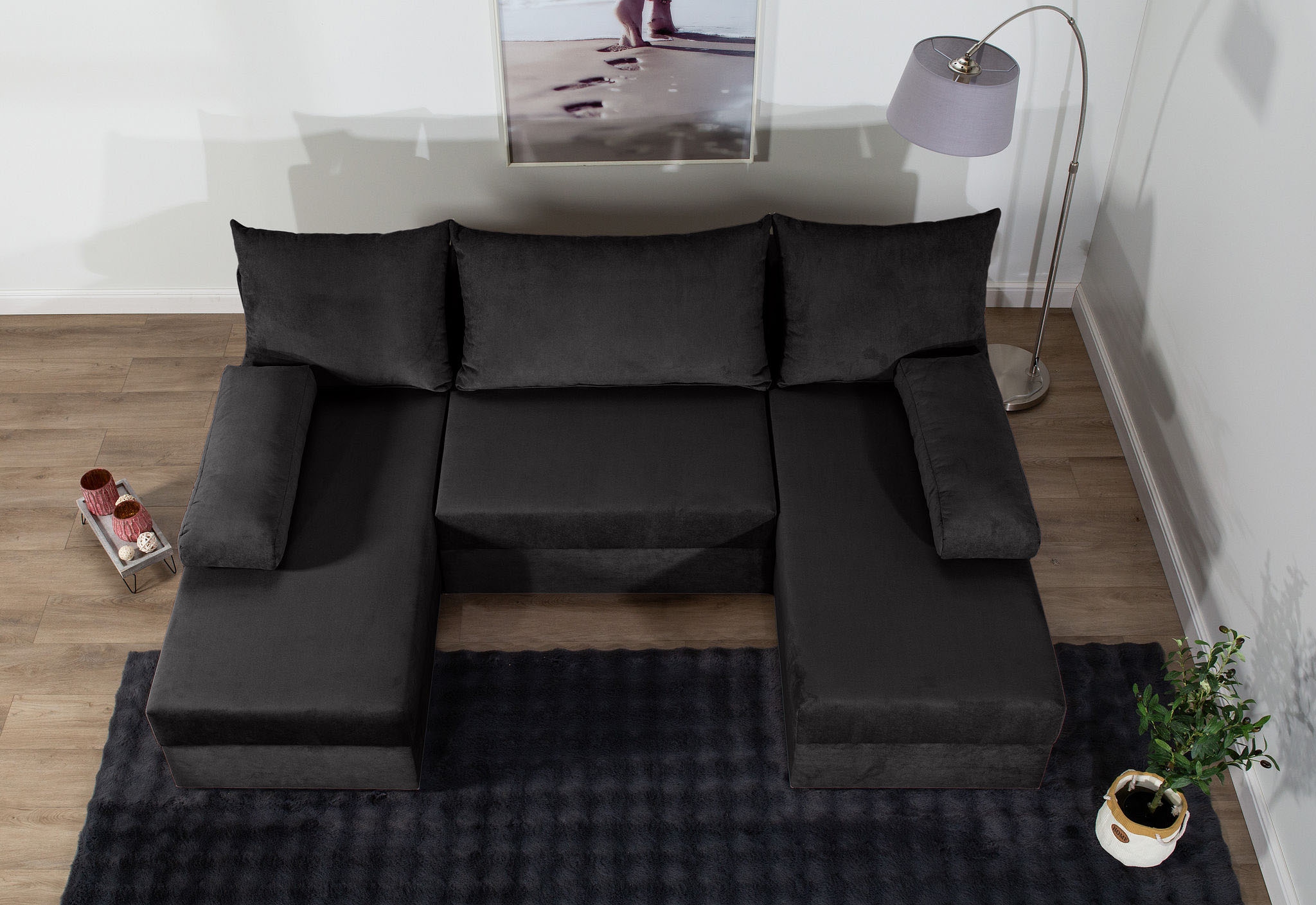 COLLECTION AB Wohnlandschaft »Pico U-Form«, Breite 220, ohne Armlehne mit Schlaffunktion, Bettkasten