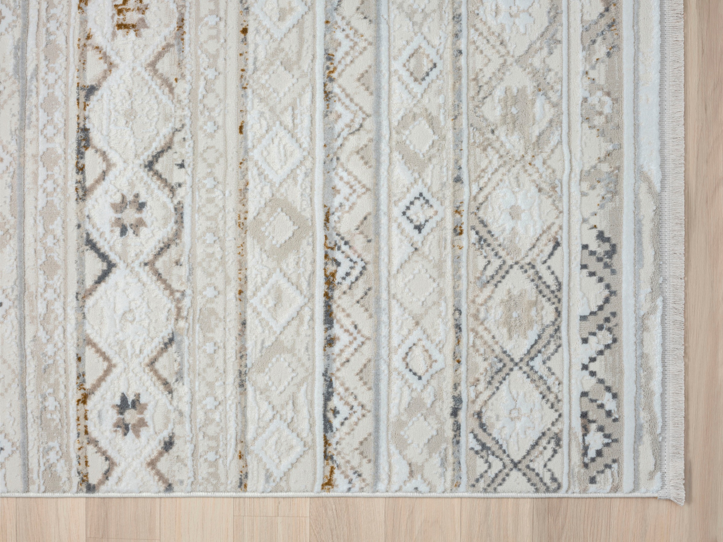 Myflair Möbel & Accessoires Teppich »My Nomady Lagerräumung«, rechteckig, 10 mm Höhe, Kurzflor, Scandi-Design, besonders weich durch Microfaser, mit Fransen