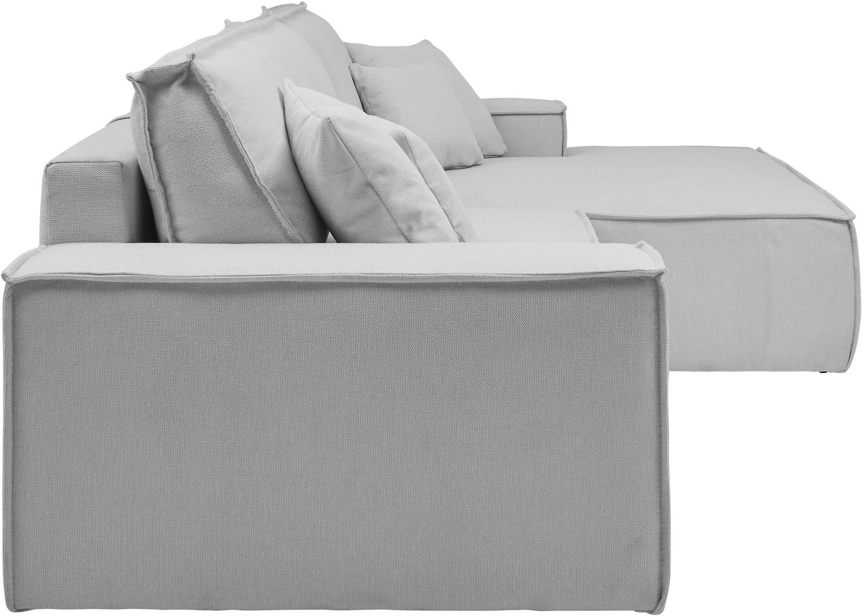 andas Ecksofa »Finnley Schlafsofa 267 cm in Bouclé, Struktur fein u. Cord, L-Form,«, Schlaffunktion m. Bettkasten (136/210 cm), Bouclé, Struktur und Cord