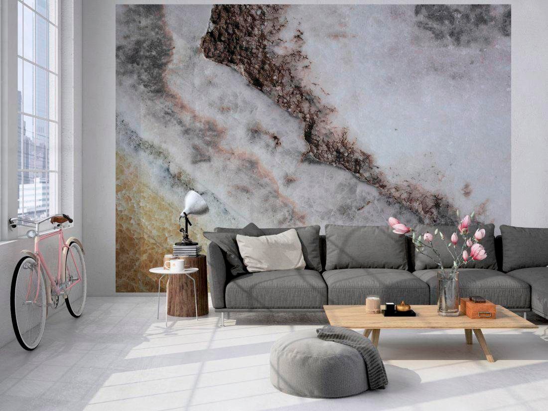 living walls Fototapete »Rosenquarz Vlies«, Tapete Marmoroptik Stein Fototapete 3,50 m x 2,55 m
