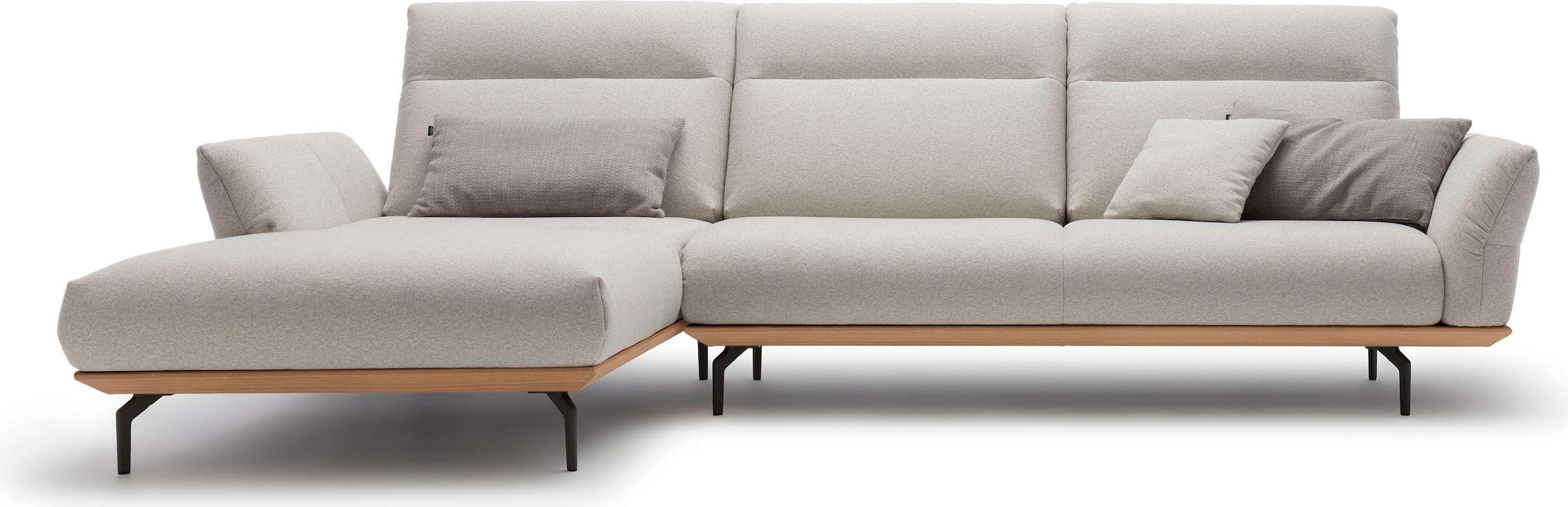 Creation BY ROLF BENZ Ecksofa "CR.460 Design-Sofa, verstellbare Rückenlehne, L-Form" Sockel in Eiche, Winkelfüße in Umbragrau, Breite 318 cm