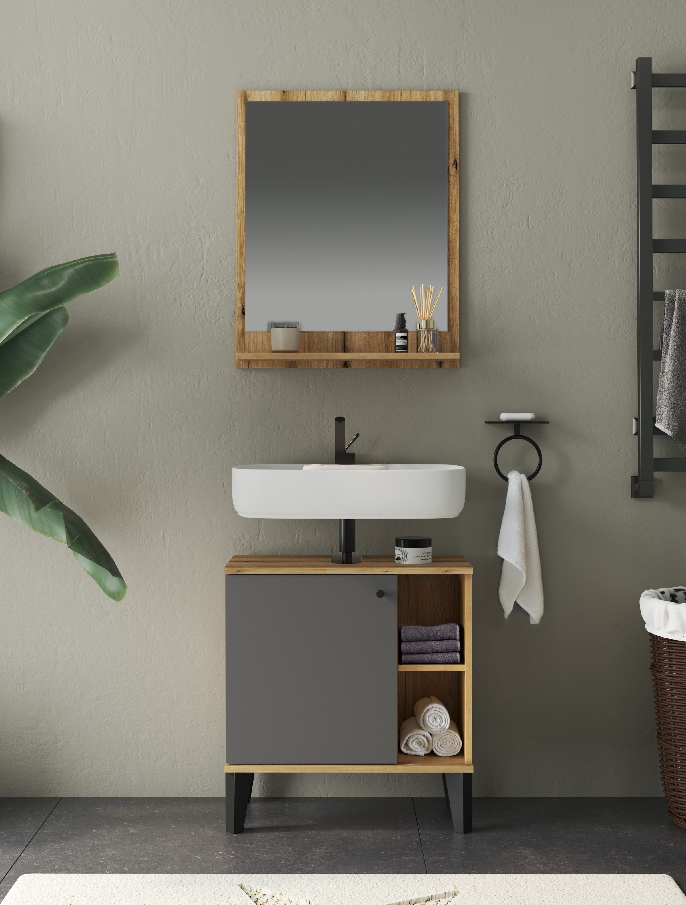 INOSIGN Badmöbel-Set "OSLO, Bad im skandinavischen Design" Set, 1 Stk. tlg. günstig online kaufen