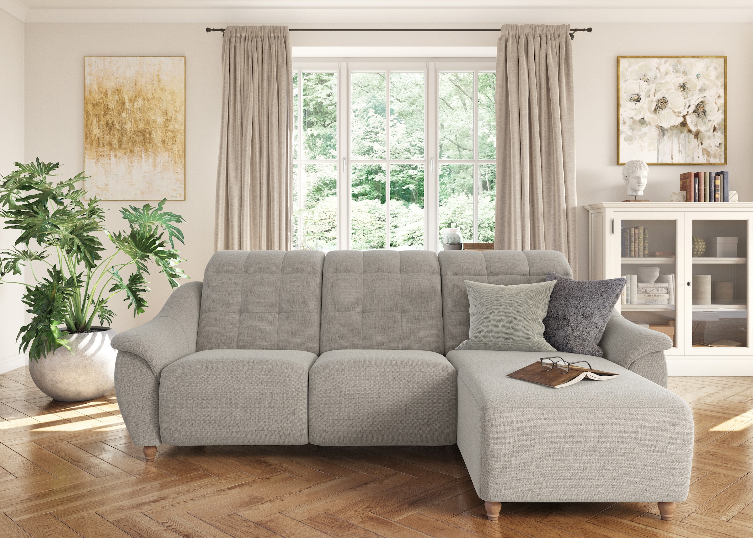 Home affaire Ecksofa "Boston L-Form" Kopfteilverstellung an jeder Sitzfläch günstig online kaufen