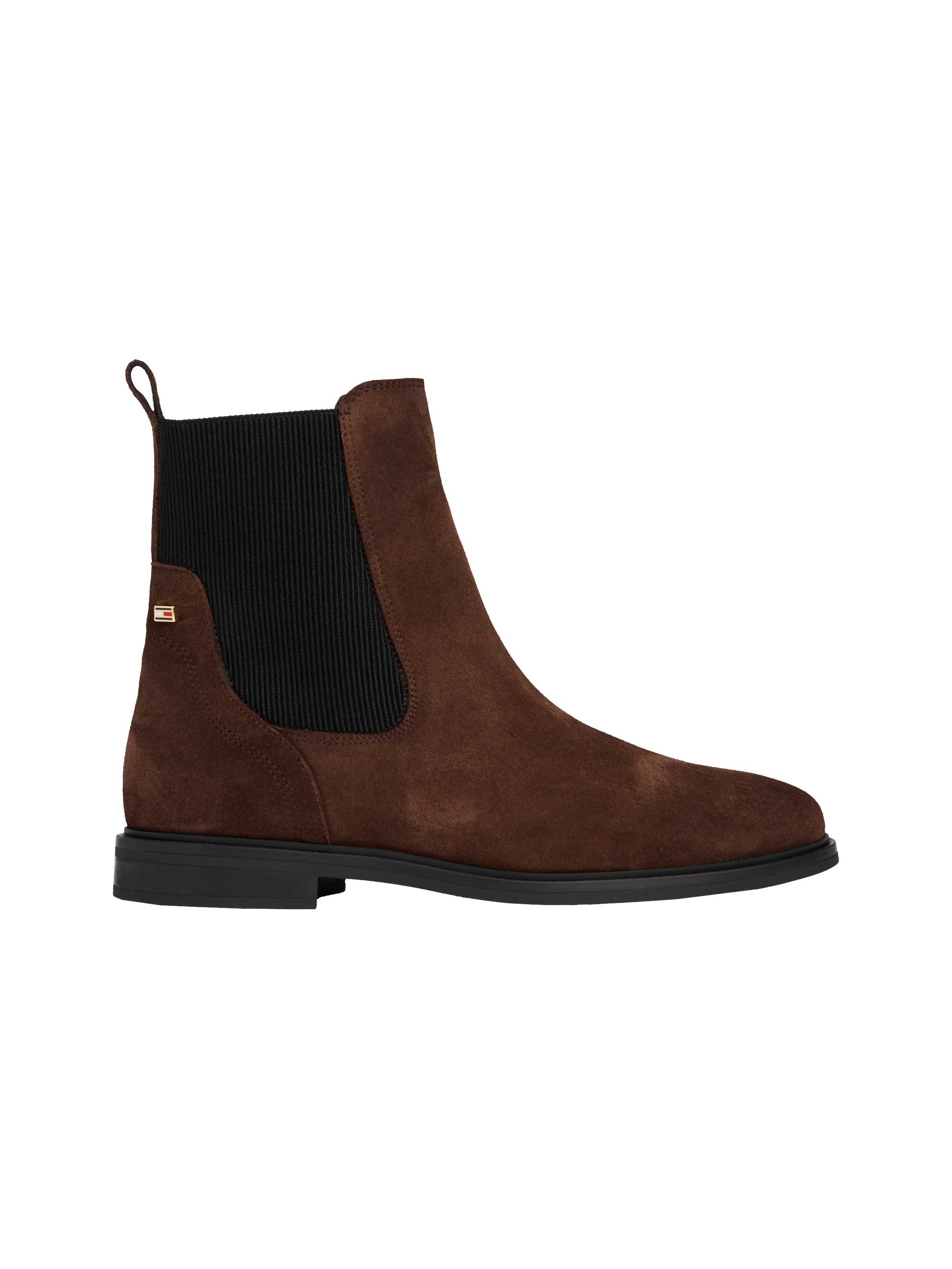 Tommy Hilfiger Chelseaboots »FLAG SUEDE CHELSEA BOOT«, Stiefelette, Businessschuh mit Hardcover-Flagge an der Ferse