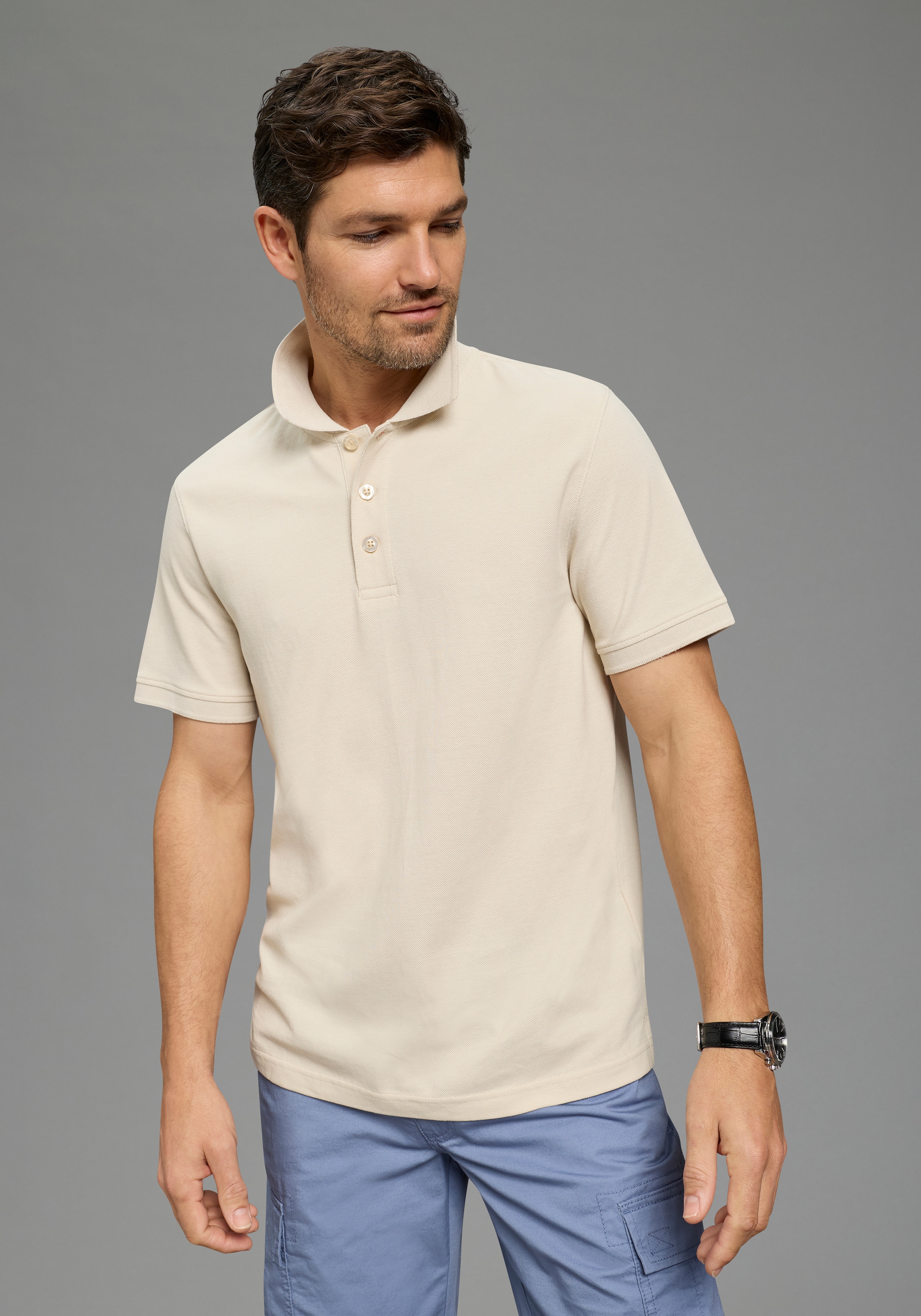 Mans World Poloshirt Kurzarm, lockere Passform, unifarben günstig online kaufen
