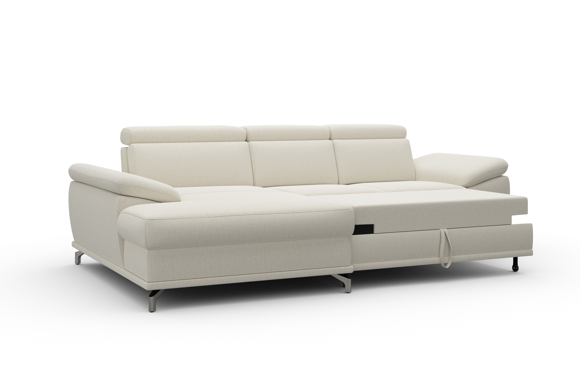 sit&more Ecksofa »Cabrio L-Form, mit Sitztiefenverstellung, Arm- und Kopfteilverstellung«, 2 Nierenkissen, Federkern, optional Bettfunktion und Stauraum